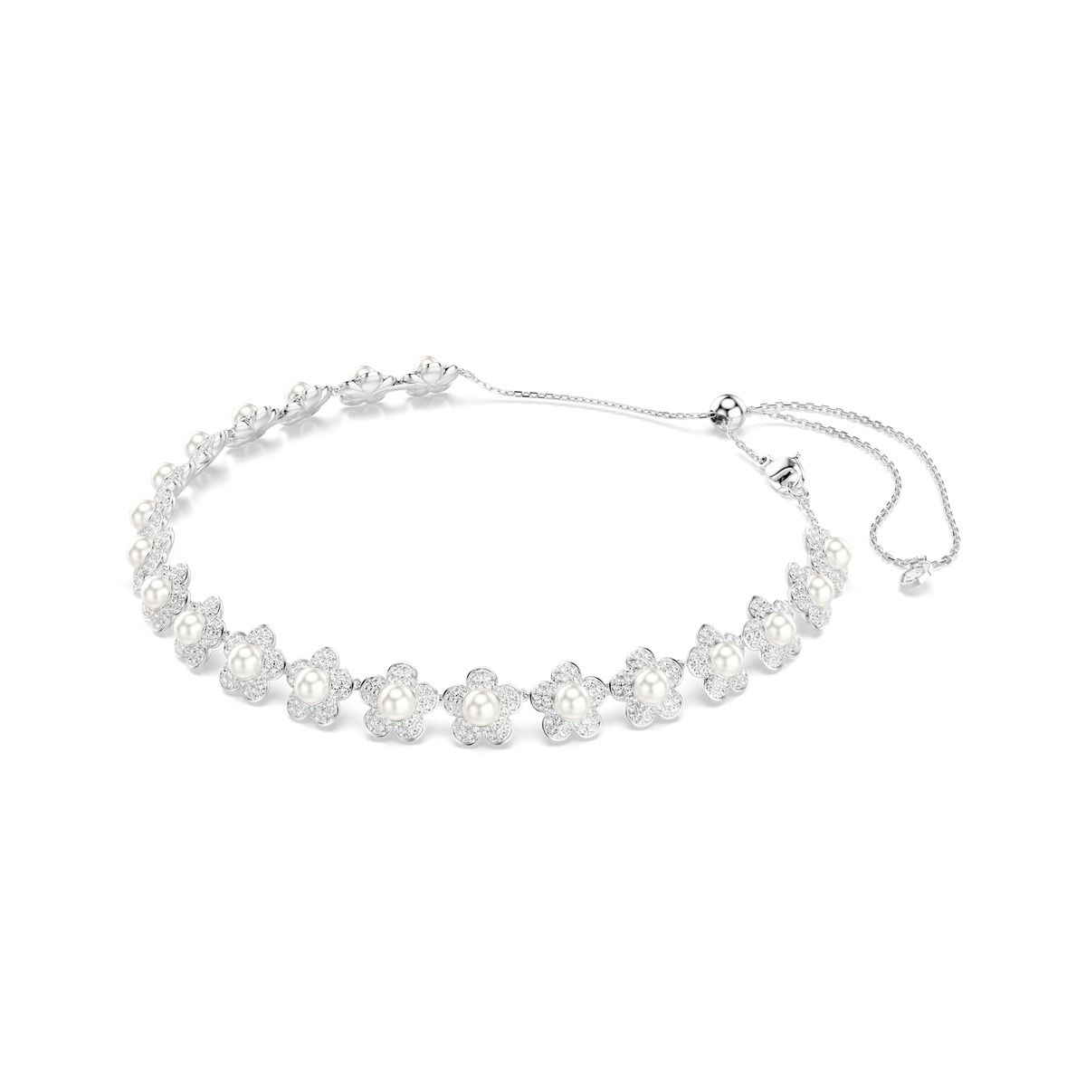 Ariana Grande x Swarovski Gerdanlık, Kristal İnci, Yuvarlak Kesim, Beyaz, Rodyum Kaplama