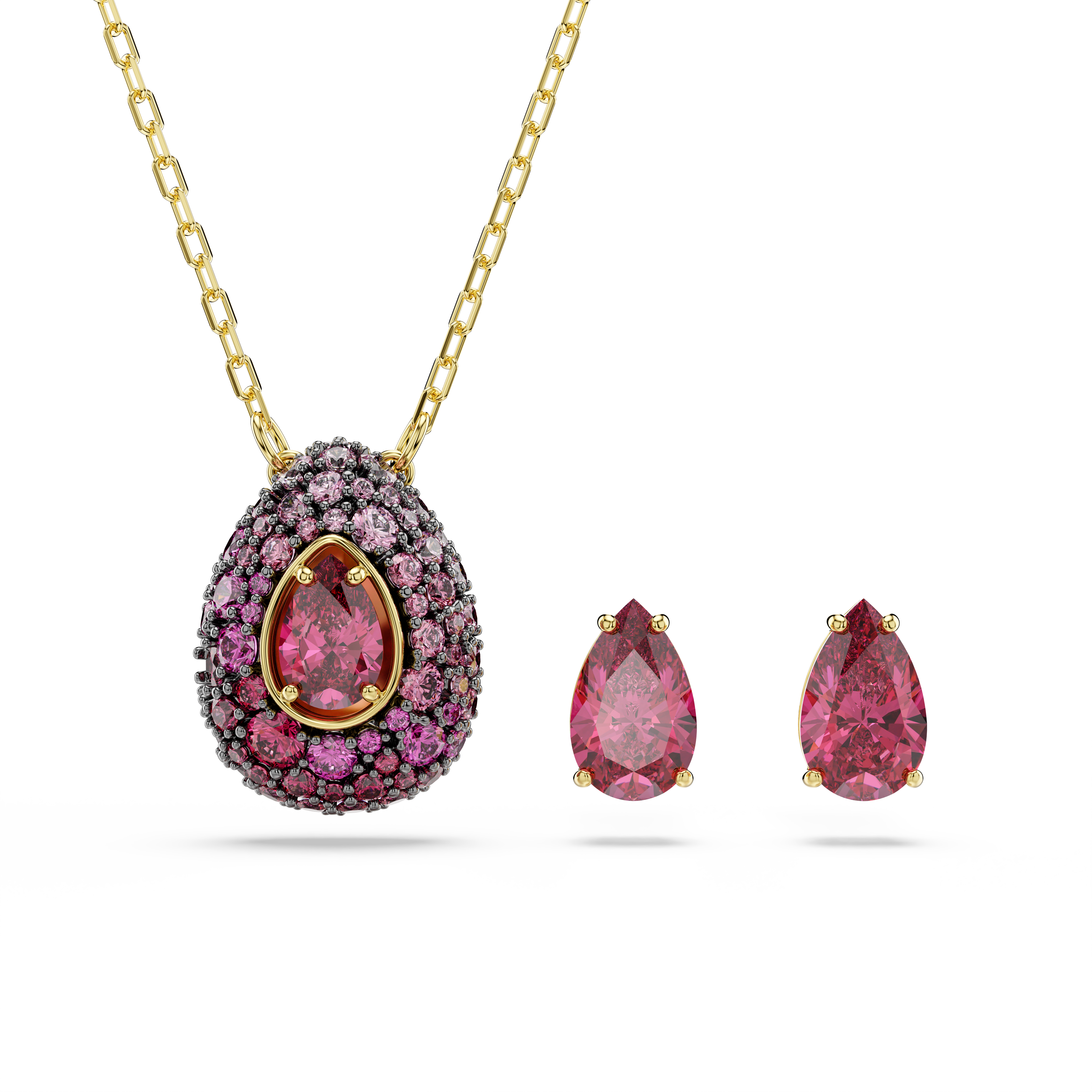 Sublima Set, Set (2), Armut Kesim, Kırmızı, 18K Altın Rengi Yüzey