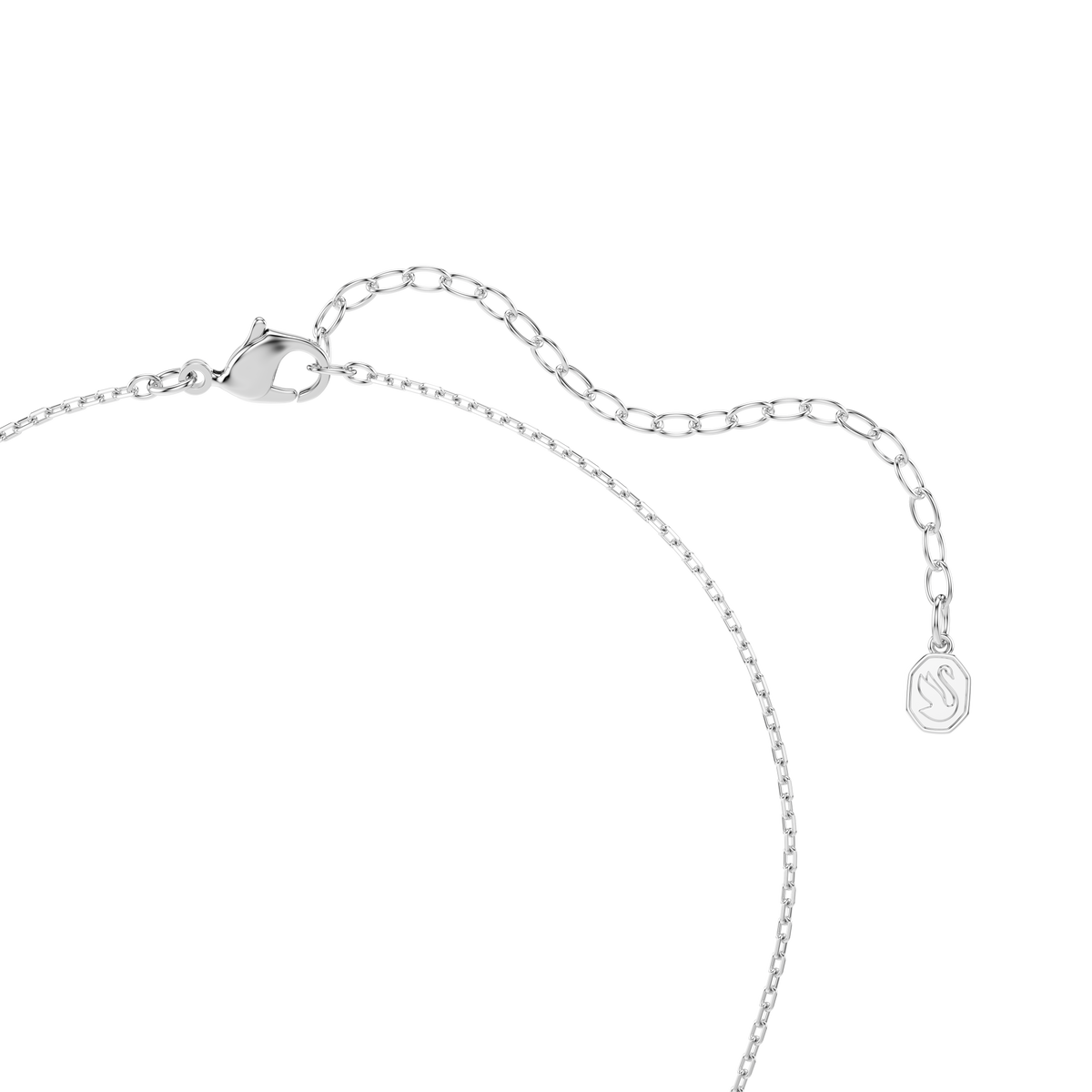 Swan Zincir Kolye, Karışık Kesim, Kuğu, Beyaz, Rodyum Kaplama