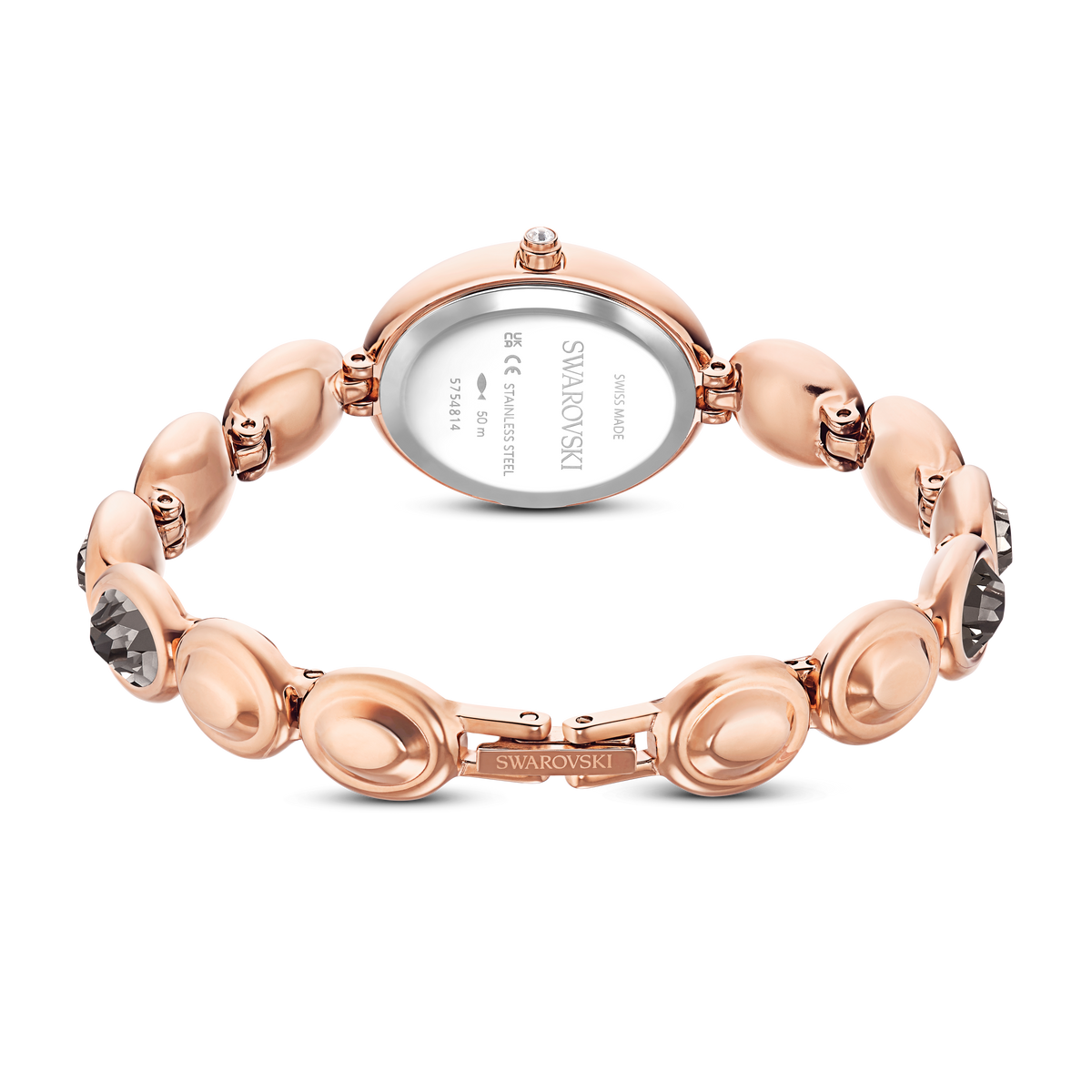 Imber Oval Saat, İsviçre Üretimi, Metal Bileklik, Siyah, Pembe Altın Rengi Yüzey