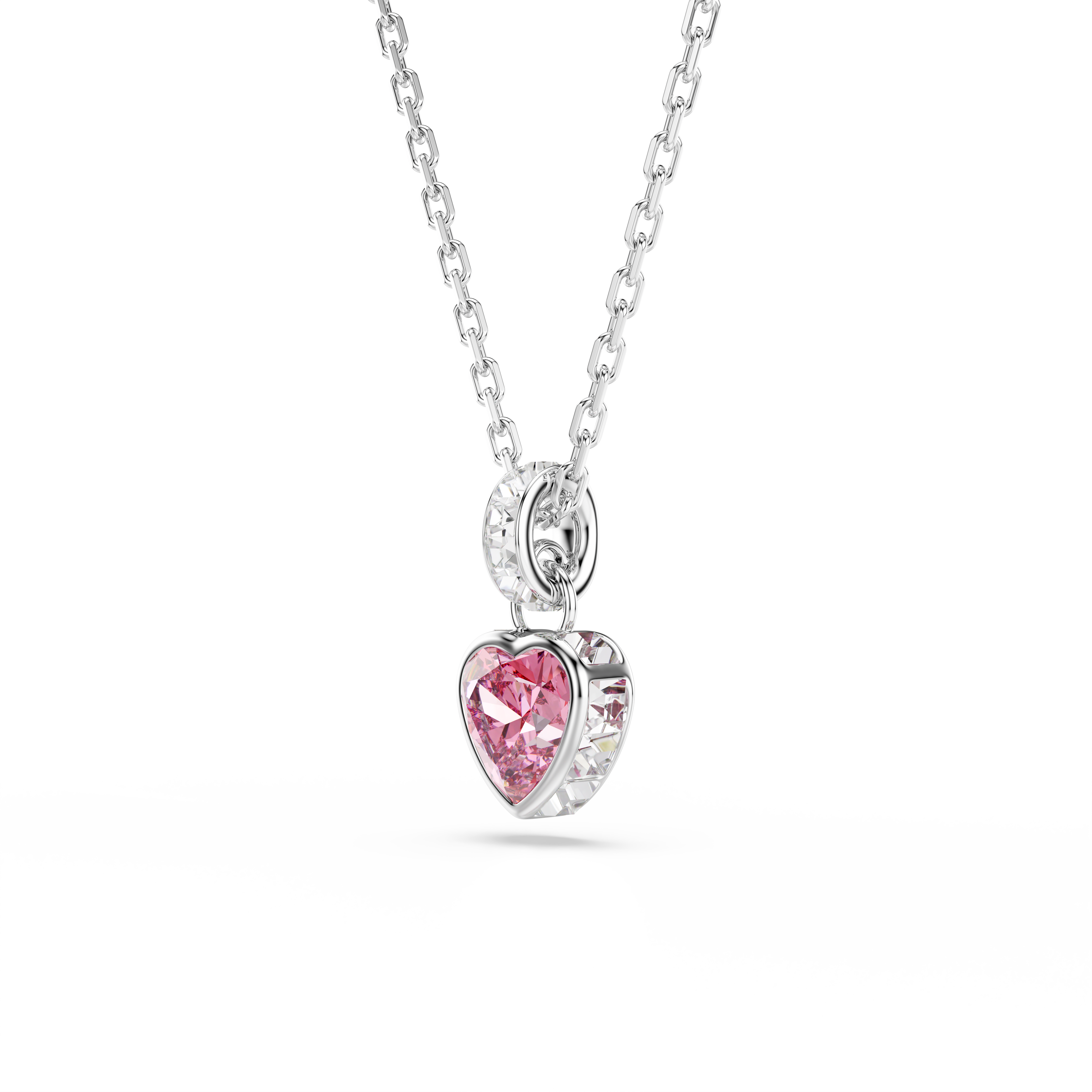 Chroma Zincir Kolye, Karışık Kesim, Pembe, Rodyum Kaplama