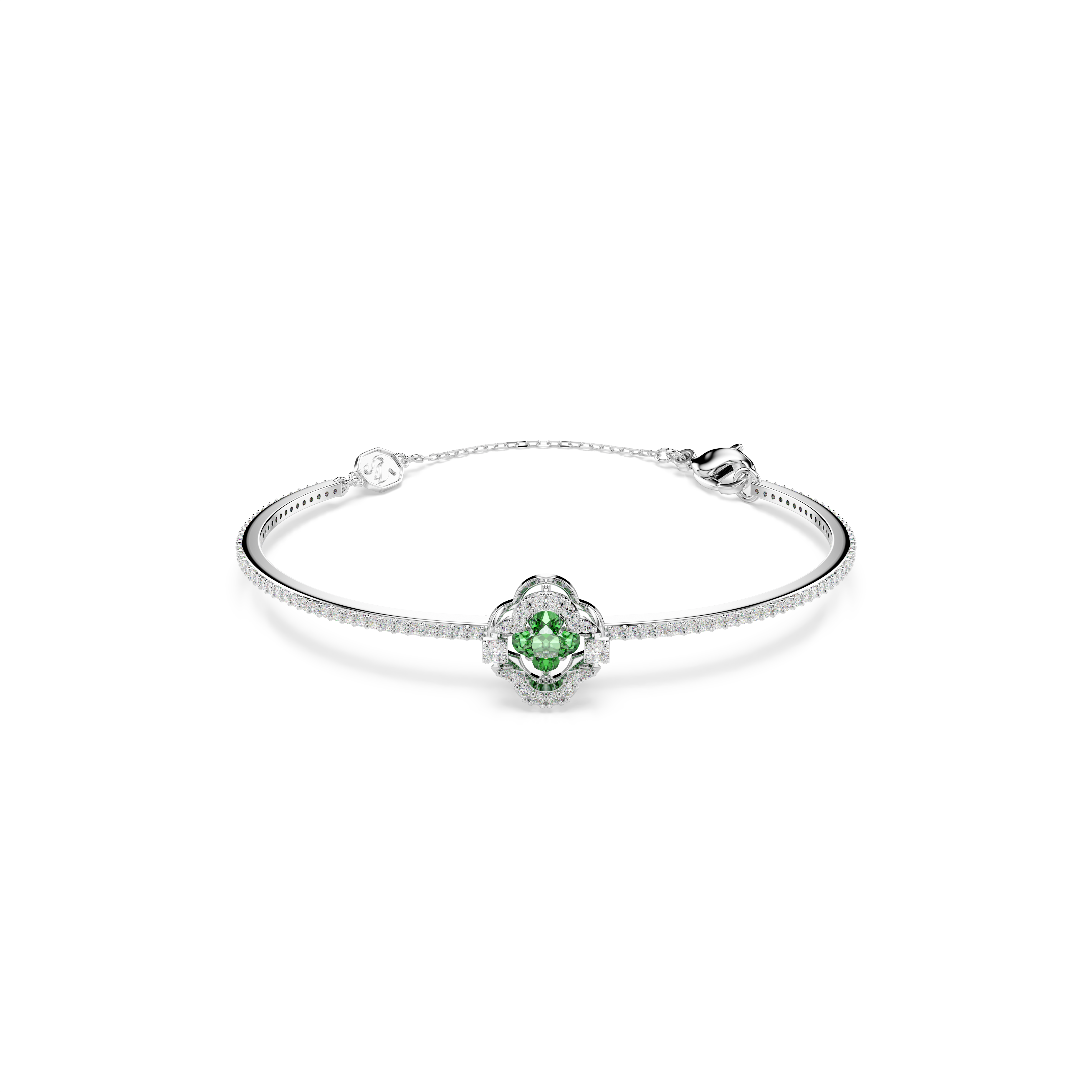 Una Angelic Bangle Bileklik, Karışık Kesim, Yeşil, Rodyum Kaplama, M
