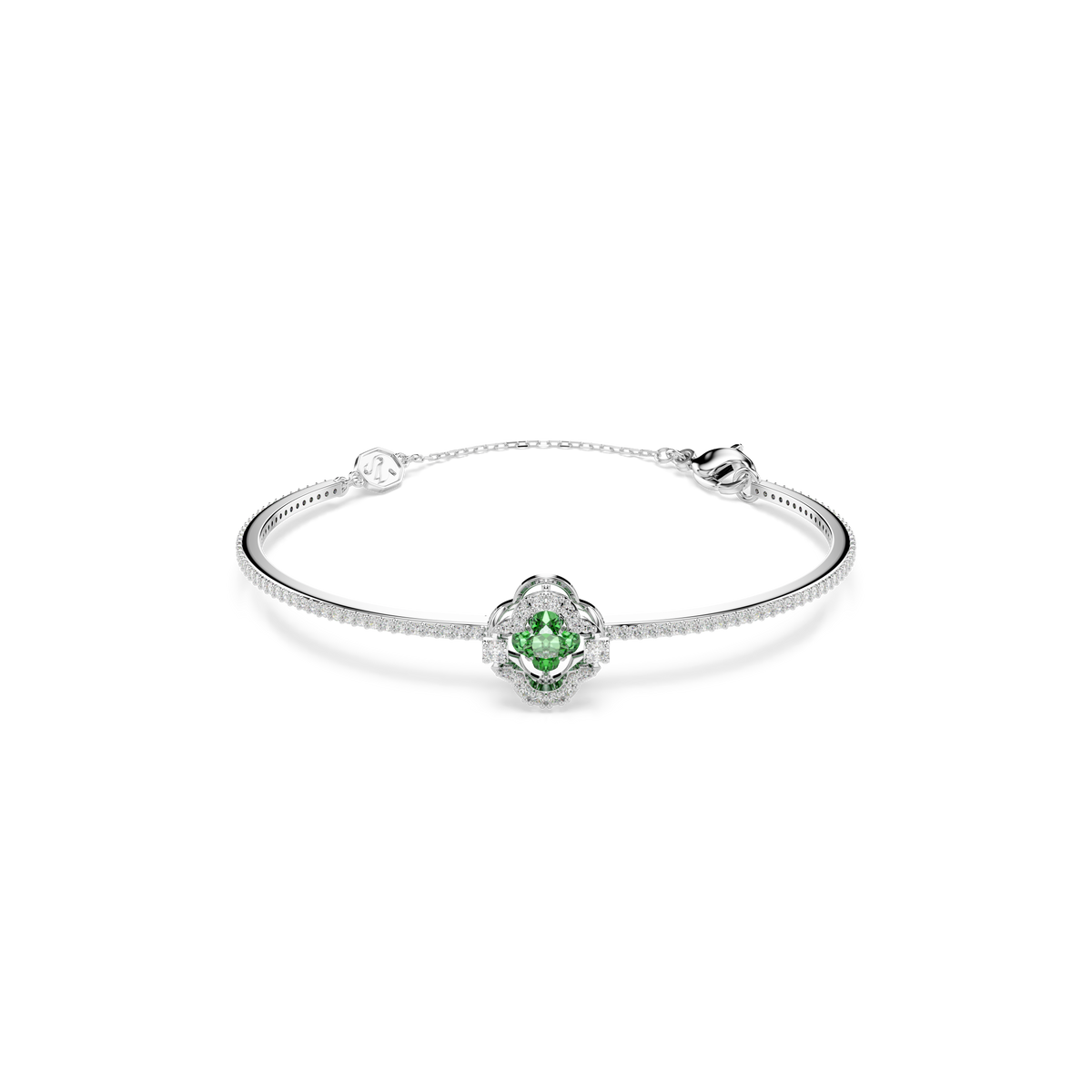 Una Angelic Bangle Bileklik, Karışık Kesim, Yeşil, Rodyum Kaplama, M