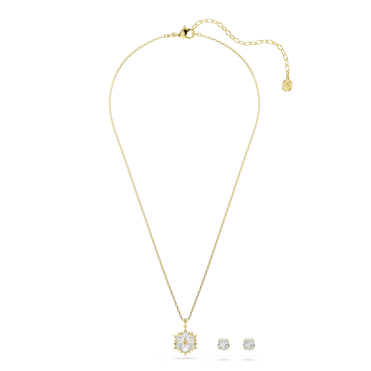Magic Set, Set (2), Karışık Kesim, Kar Tanesi, Beyaz, 18K Altın Rengi Yüzey