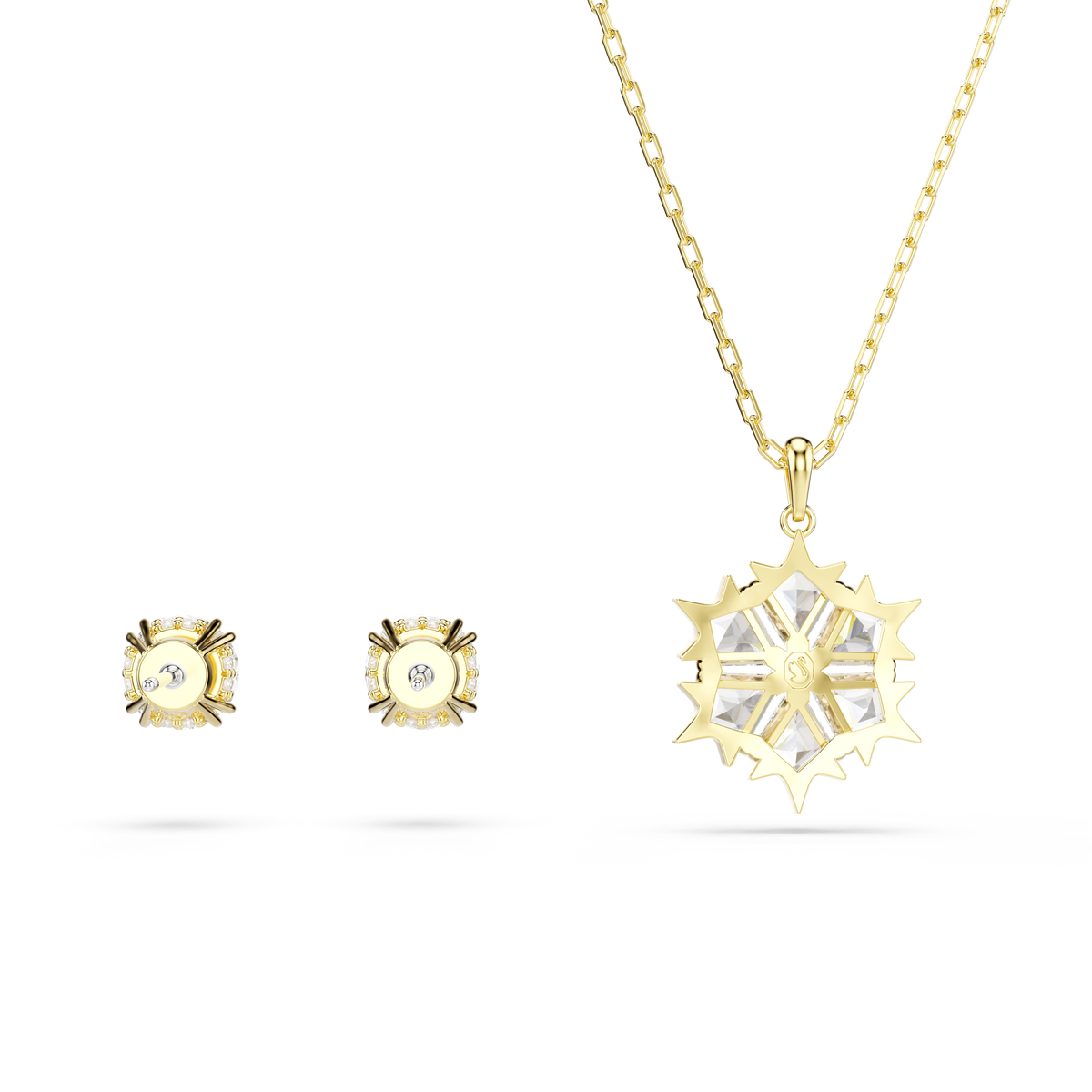 Magic Set, Set (2), Karışık Kesim, Kar Tanesi, Beyaz, 18K Altın Rengi Yüzey