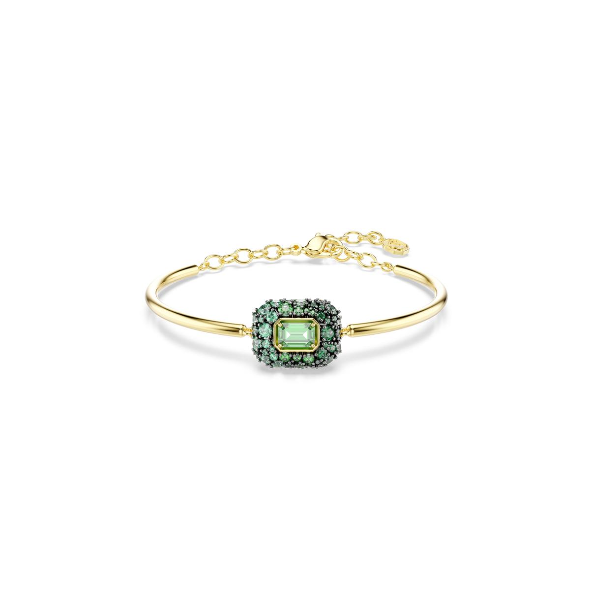Sublima Bangle Bileklik, Sekizgen Kesim, Yeşil, 18K Altın Rengi Yüzey