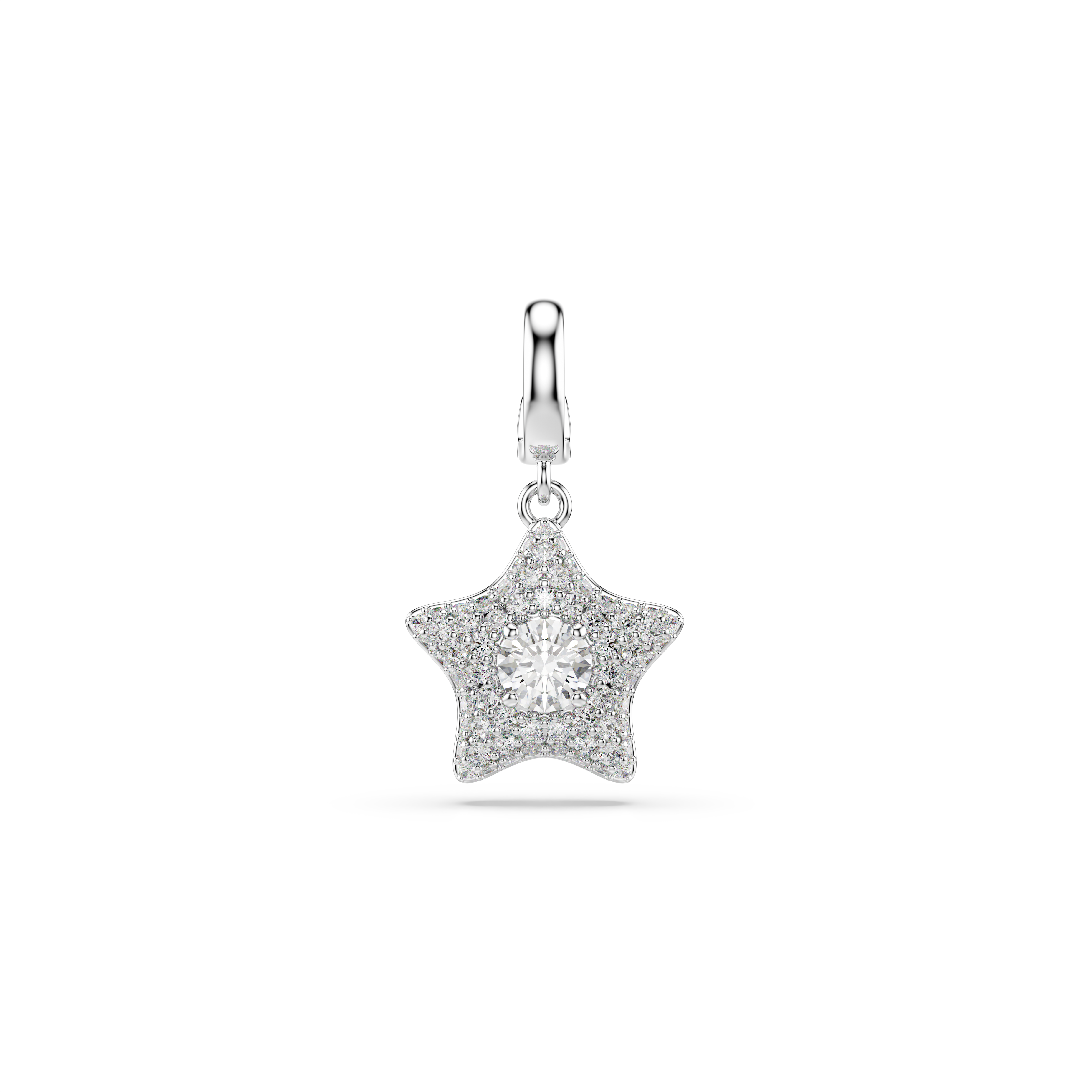 Sublima Charm, Yuvarlak Kesim, Yıldız, Beyaz, Rodyum Kaplama
