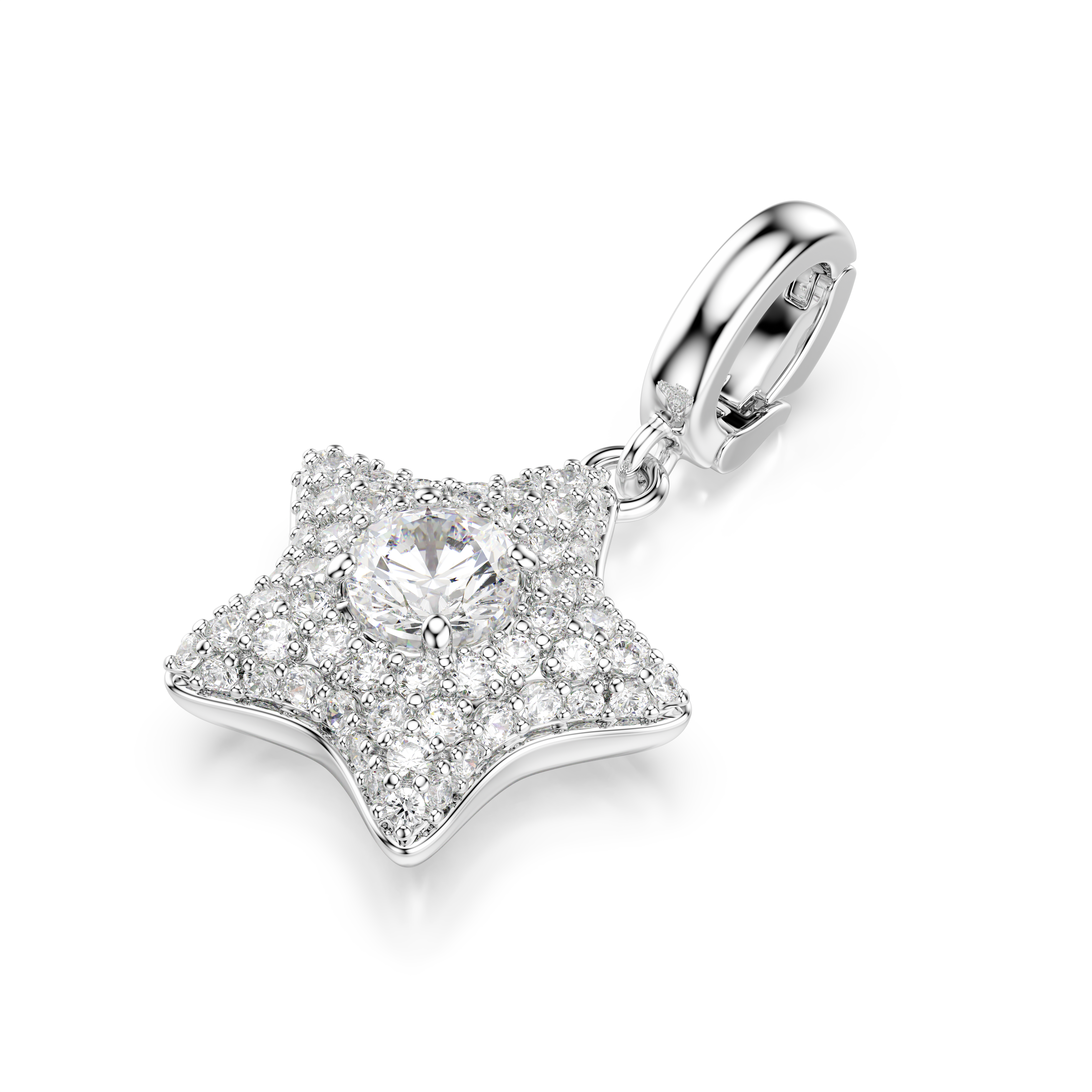 Sublima Charm, Yuvarlak Kesim, Yıldız, Beyaz, Rodyum Kaplama
