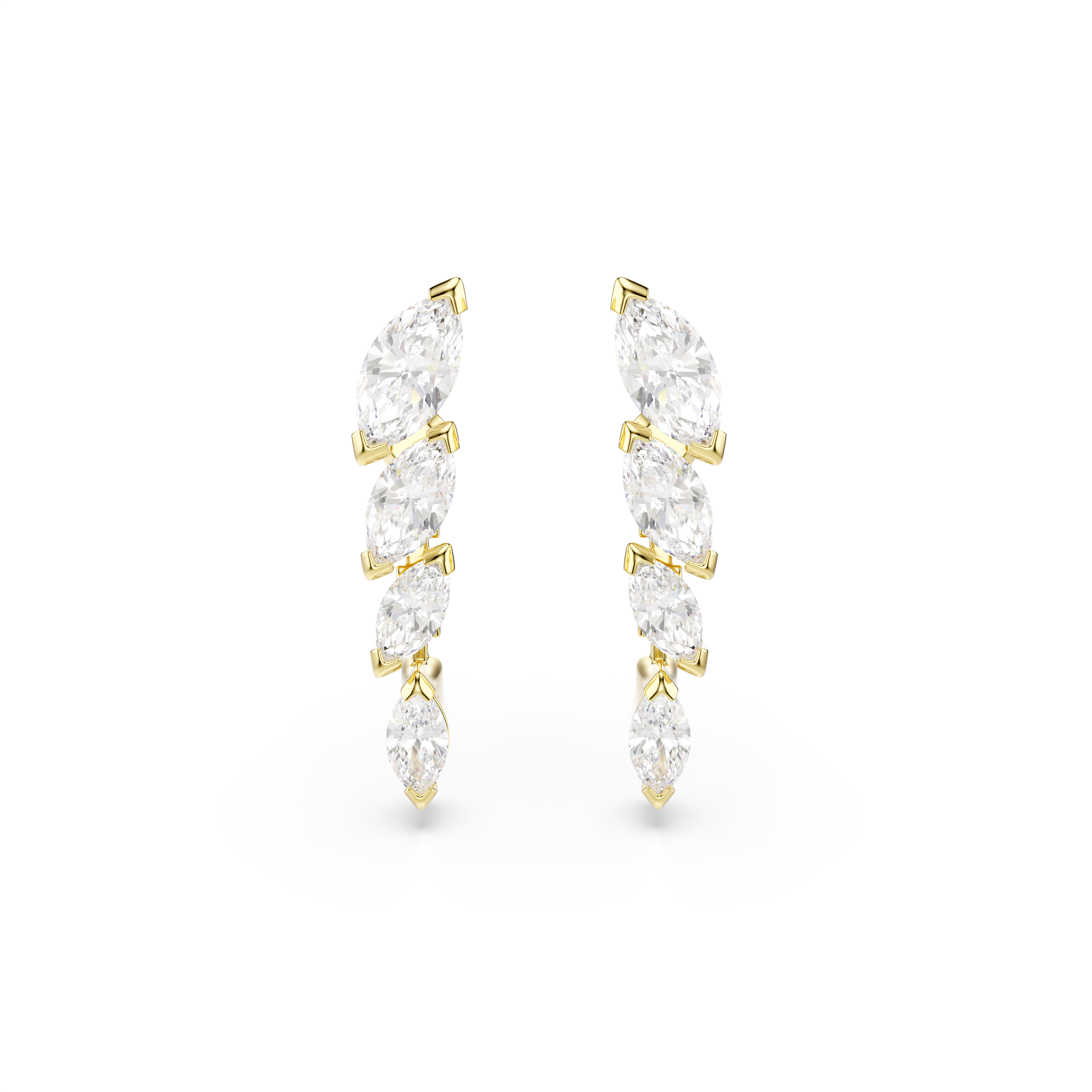 Mesmera Set, Set (2), Markiz Kesim, Beyaz, 18K Altın Rengi Yüzey