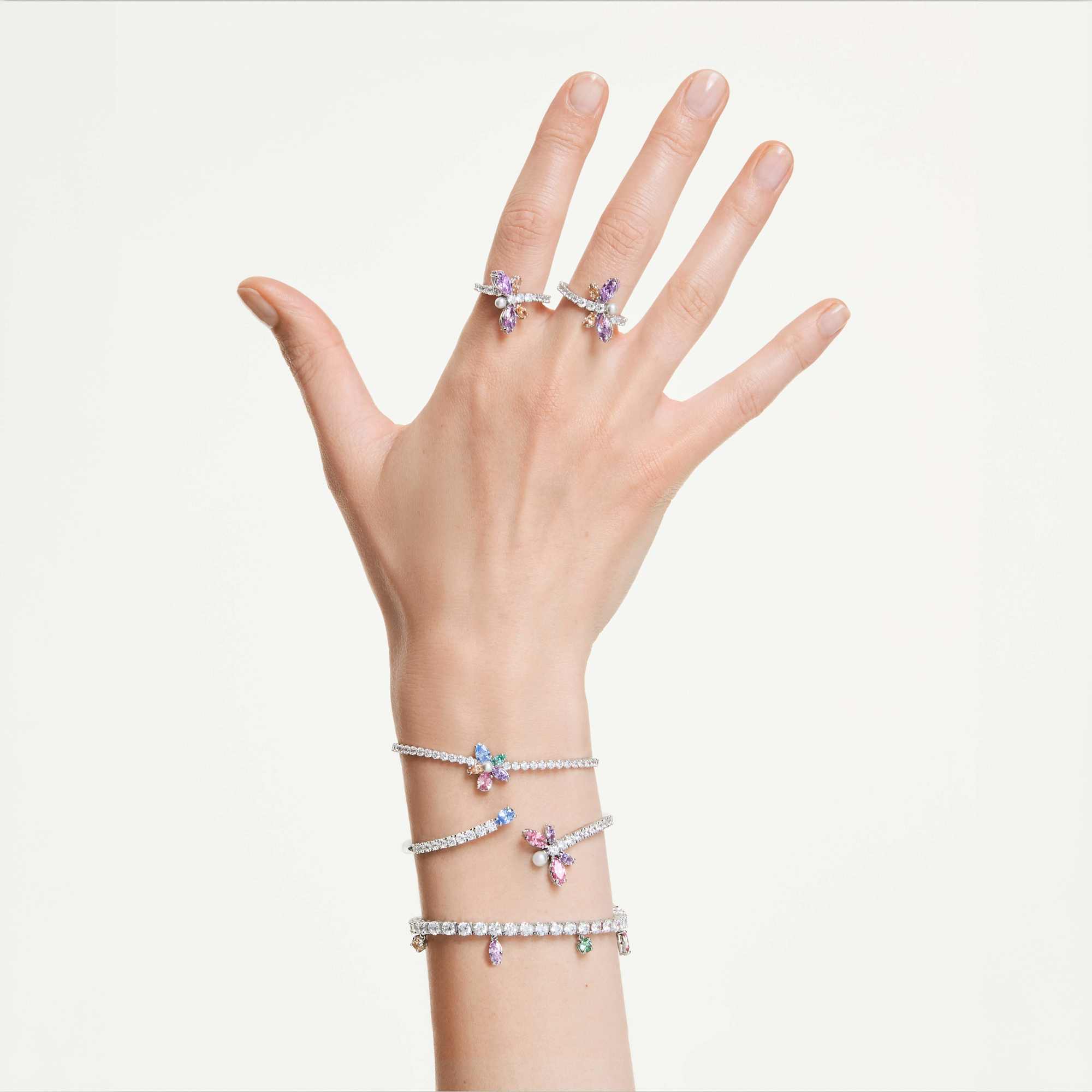 Ariana Grande x Swarovski Bangle Bileklik, Karışık Kesim, Yusufçuk, Çok Renkli, Rodyum Kaplama