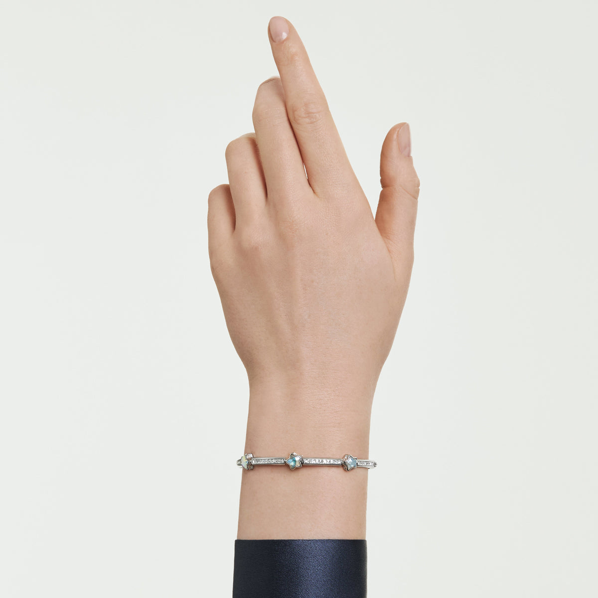Chroma Bangle Bileklik, Karışık Kesim, Yıldız, Beyaz, Rodyum Kaplama