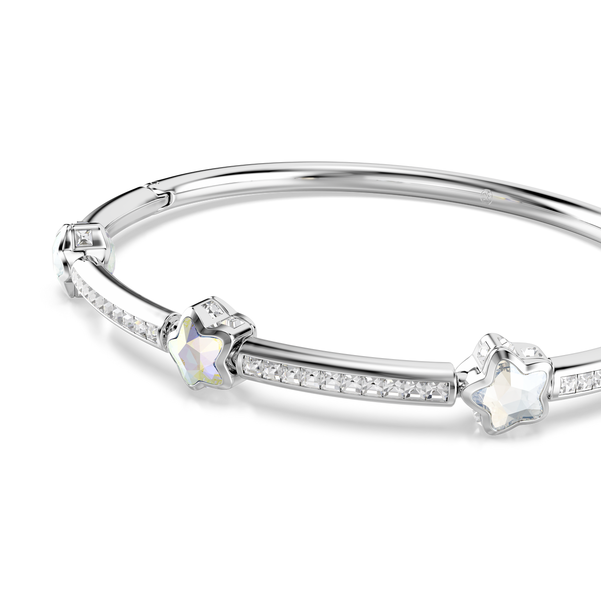 Chroma Bangle Bileklik, Karışık Kesim, Yıldız, Beyaz, Rodyum Kaplama