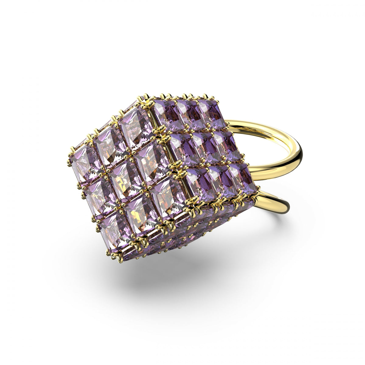 Curiosa Yüzük, Square Cut, Square, Mor, Sarı Altın Rengi Kaplama