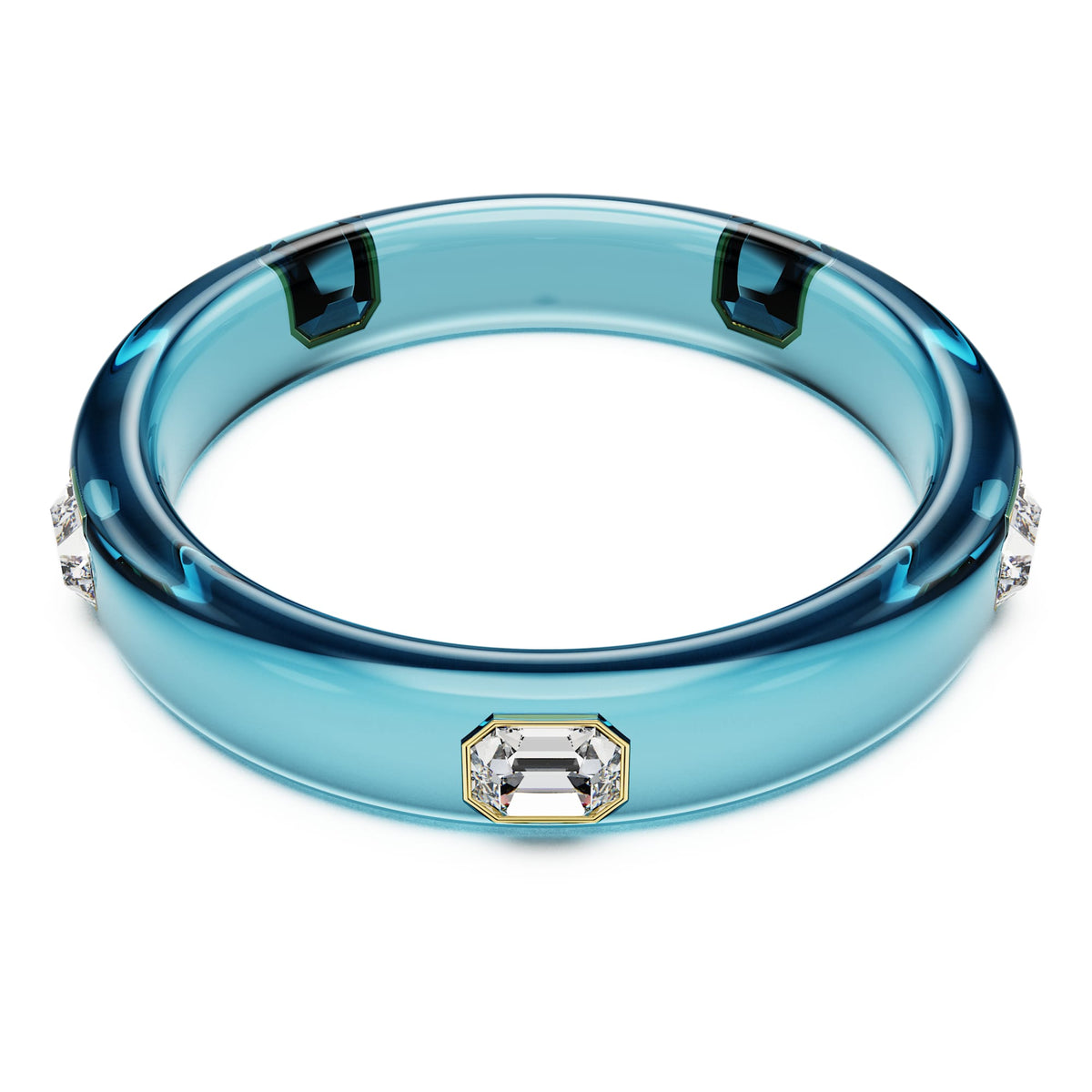 Dulcis Bangle Bileklik, Octagon Kesim, Mavi, Altın Rengi Kaplama, L