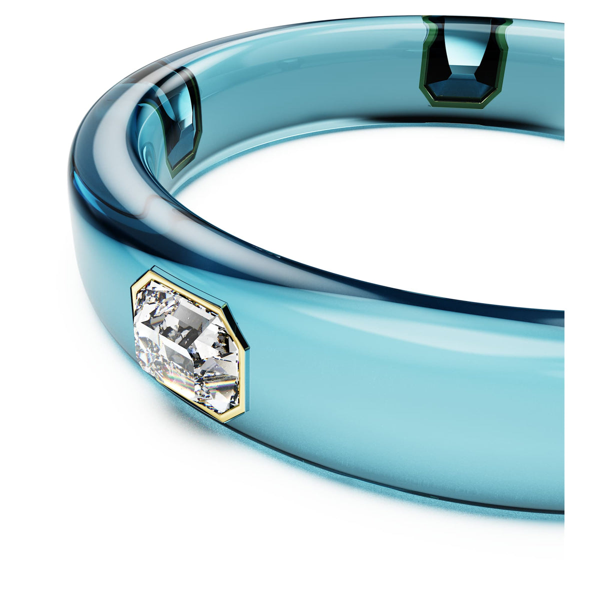 Dulcis Bangle Bileklik, Octagon Kesim, Mavi, Altın Rengi Kaplama, L