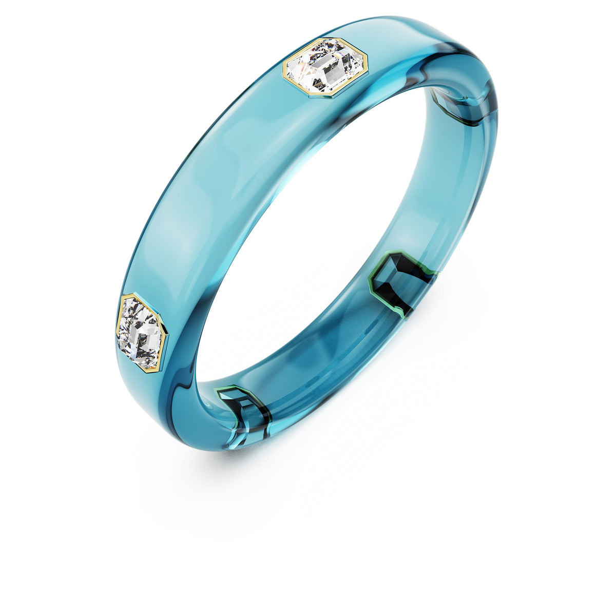 Dulcis Bangle Bileklik, Octagon Kesim, Mavi, Altın Rengi Kaplama, L