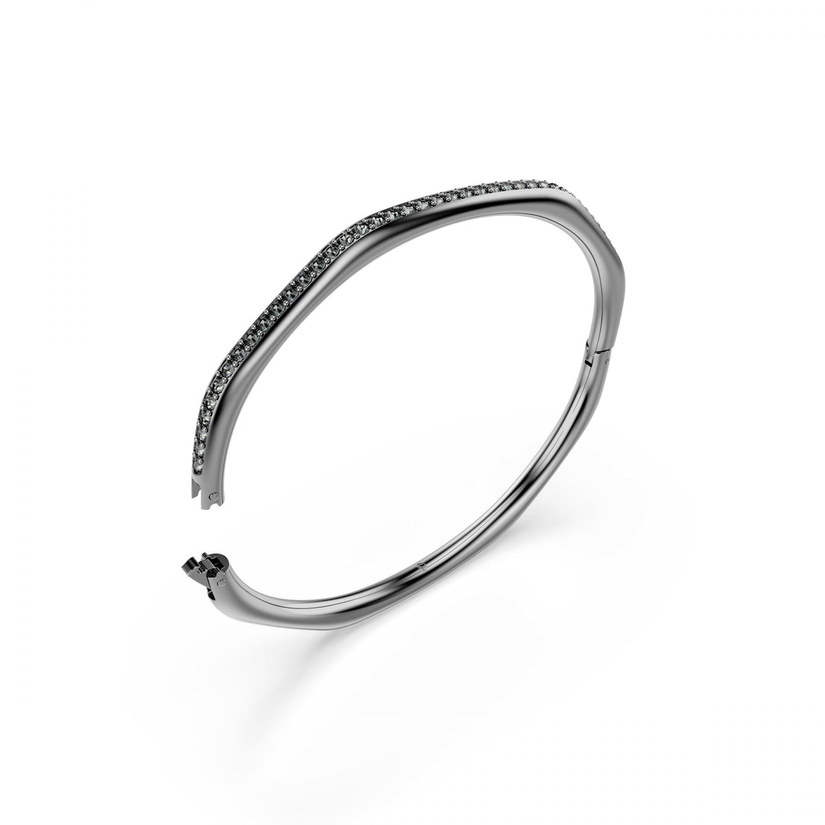 Dextera Bangle Bileklik, Sekizgen, Yuvarlak Kesim, Beyaz, Rutenyum Kaplama