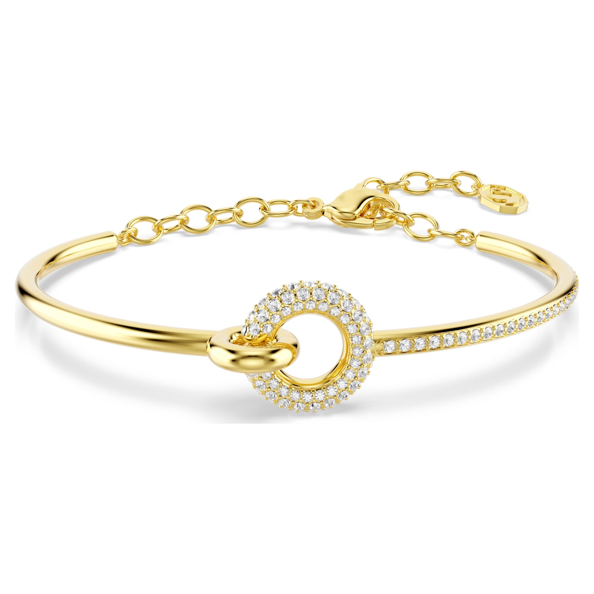 Dextera Bangle Bileklik, Yuvarlak Kesim, Beyaz, Sarı Altın Rengi Kaplama