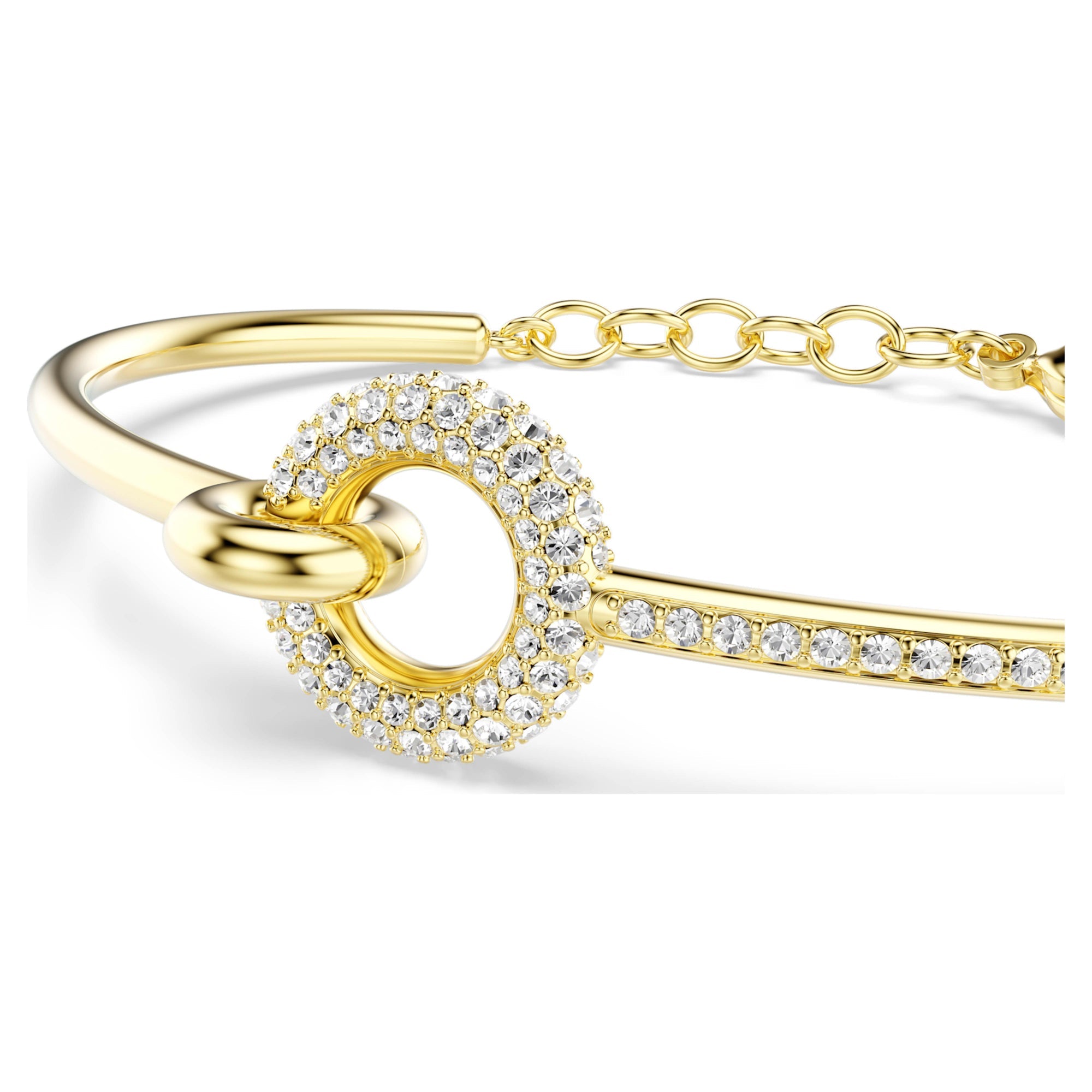 Dextera Bangle Bileklik, Yuvarlak Kesim, Beyaz, Sarı Altın Rengi Kaplama