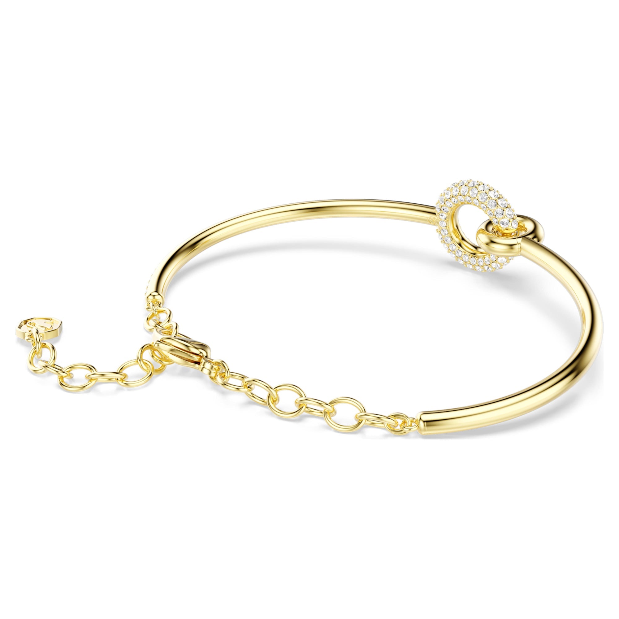Dextera Bangle Bileklik, Yuvarlak Kesim, Beyaz, Sarı Altın Rengi Kaplama