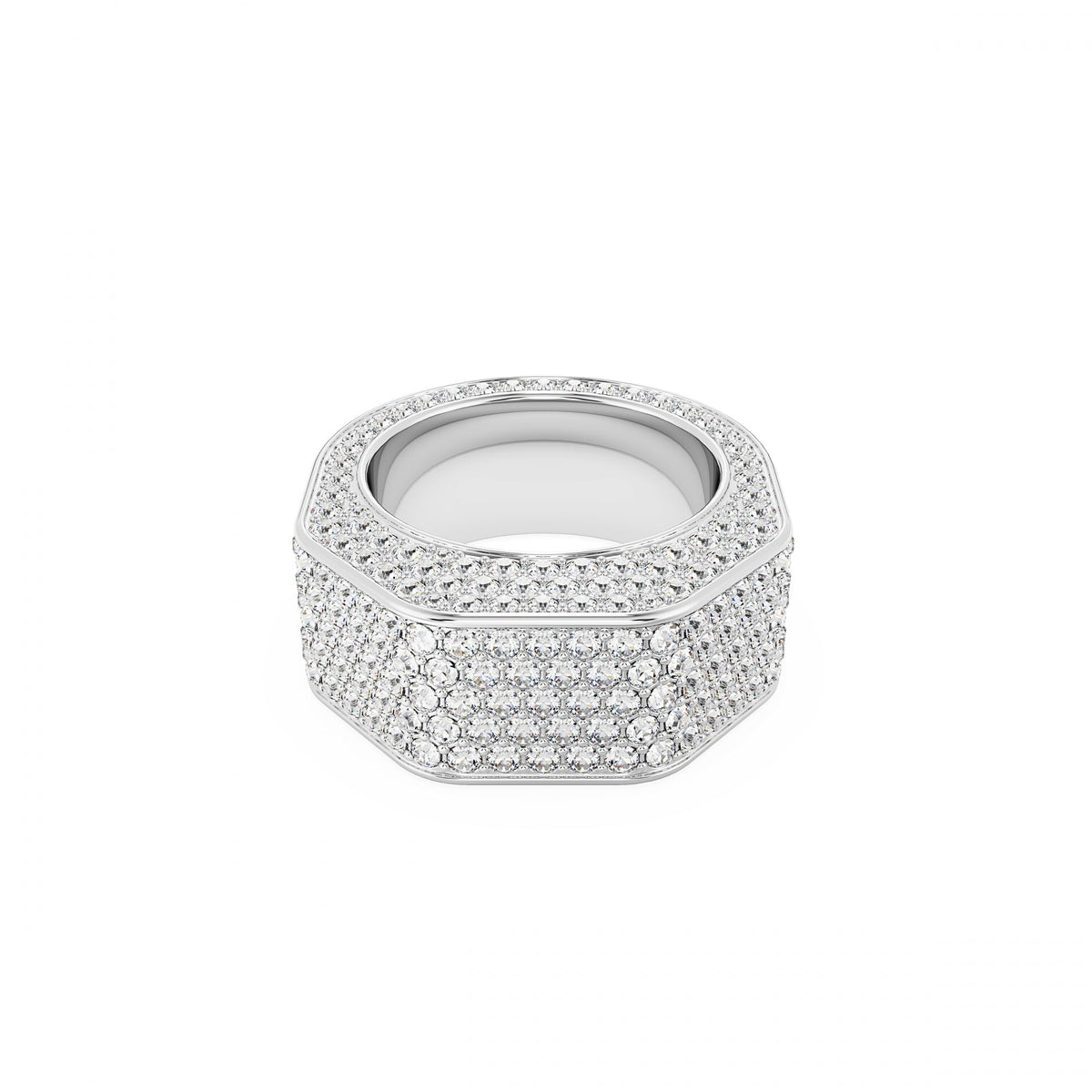 Dextera Yüzük, Octagon Shape, Pave, Beyaz, Rodyum Kaplama