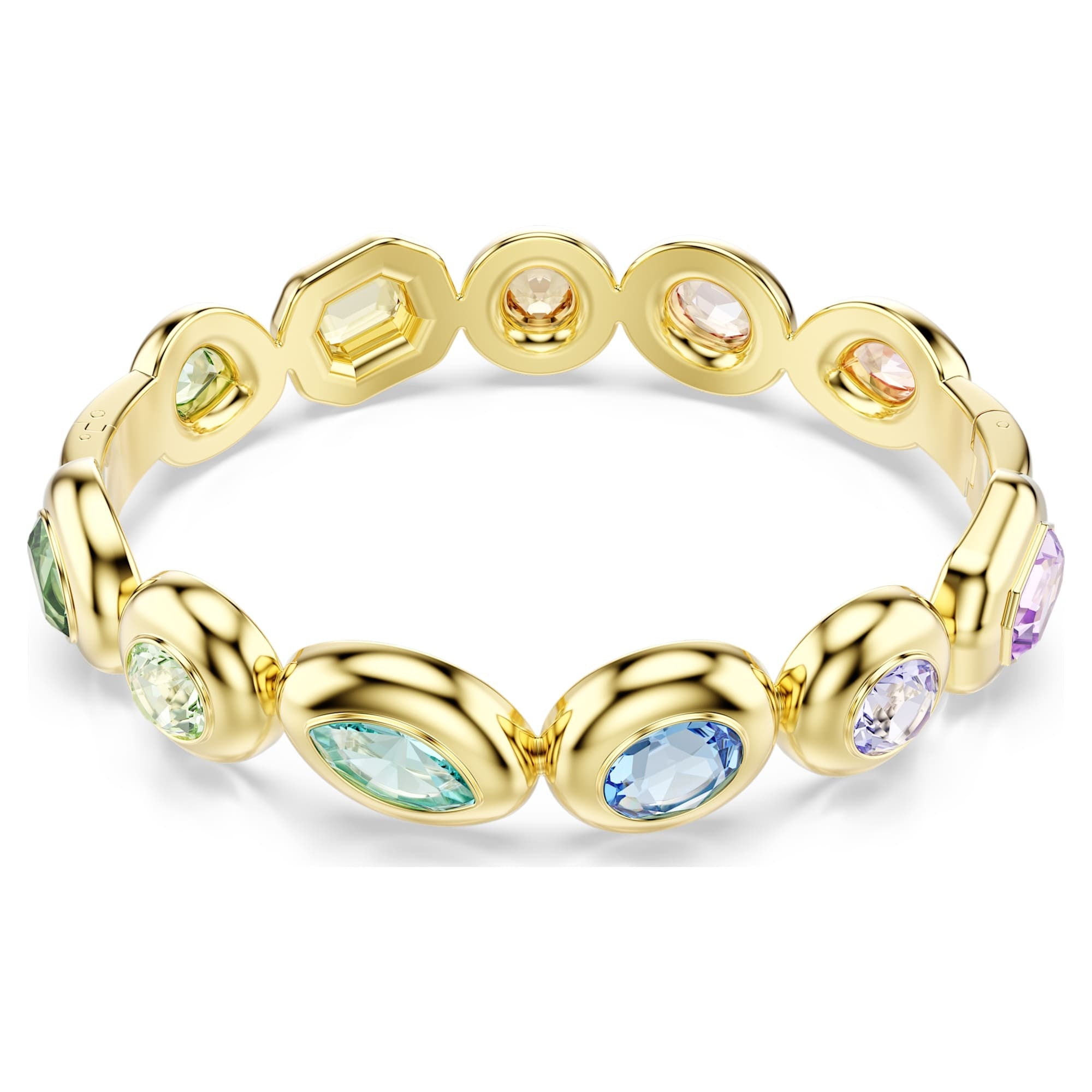 Gema Bangle Bileklik, Karışık Kesim, Çok Renkli, Sarı Altın Rengi Kaplama