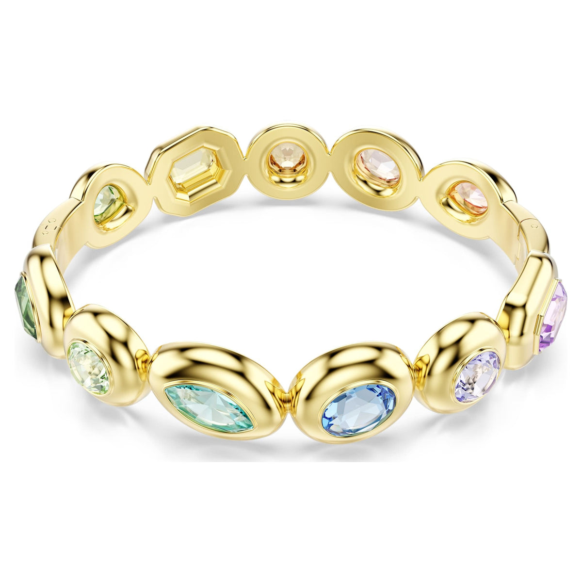 Gema Bangle Bileklik, Karışık Kesim, Çok Renkli, Sarı Altın Rengi Kaplama