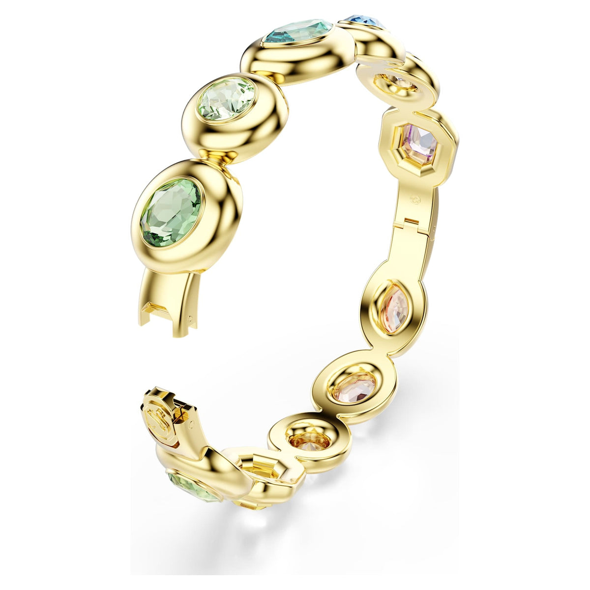 Gema Bangle Bileklik, Karışık Kesim, Çok Renkli, Sarı Altın Rengi Kaplama