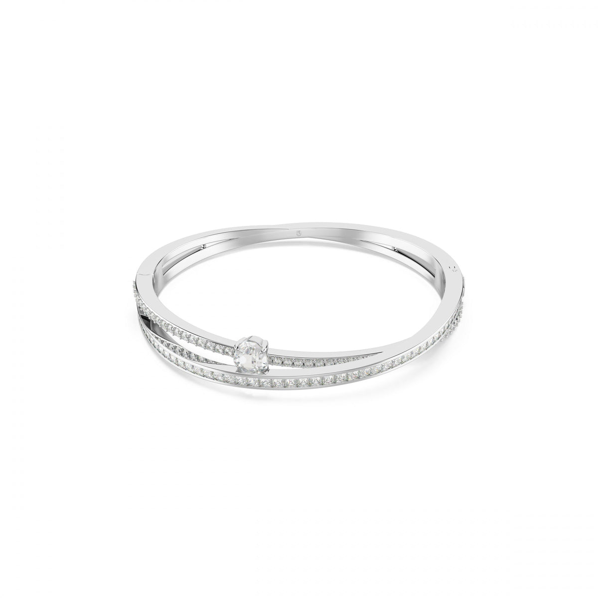 Hyperbola Bangle Bileklik, Mixed Cuts, Beyaz, Rodyum Kaplama