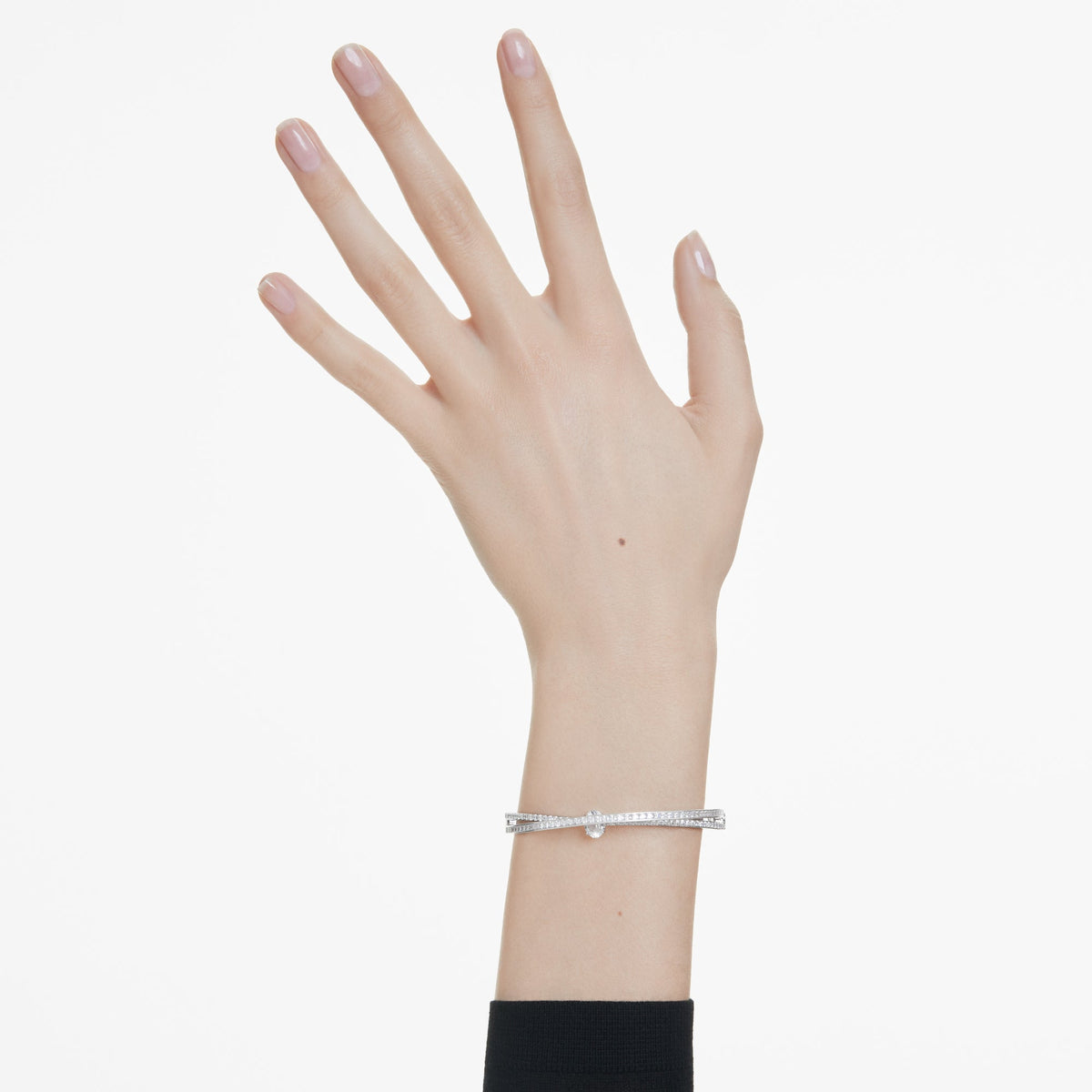 Hyperbola Bangle Bileklik, Mixed Cuts, Beyaz, Rodyum Kaplama