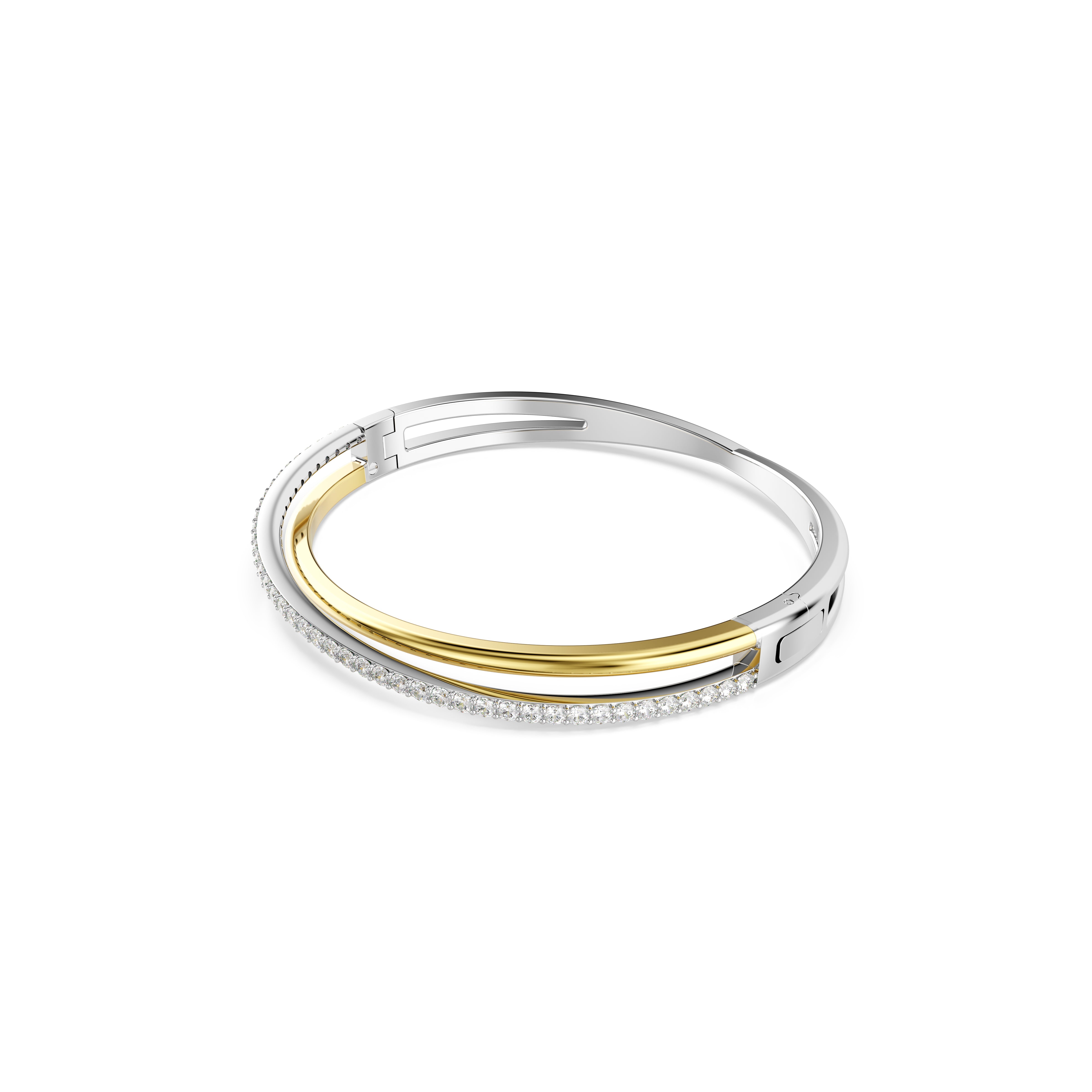 Hyperbola Bangle Bileklik, Round Cut, Beyaz, Karışık Metal Kaplama