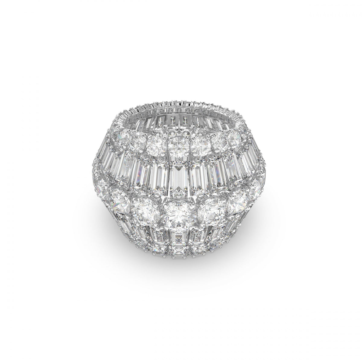 Hyperbola Yüzük, Mixed Cut, Beyaz, Rodyum Kaplama