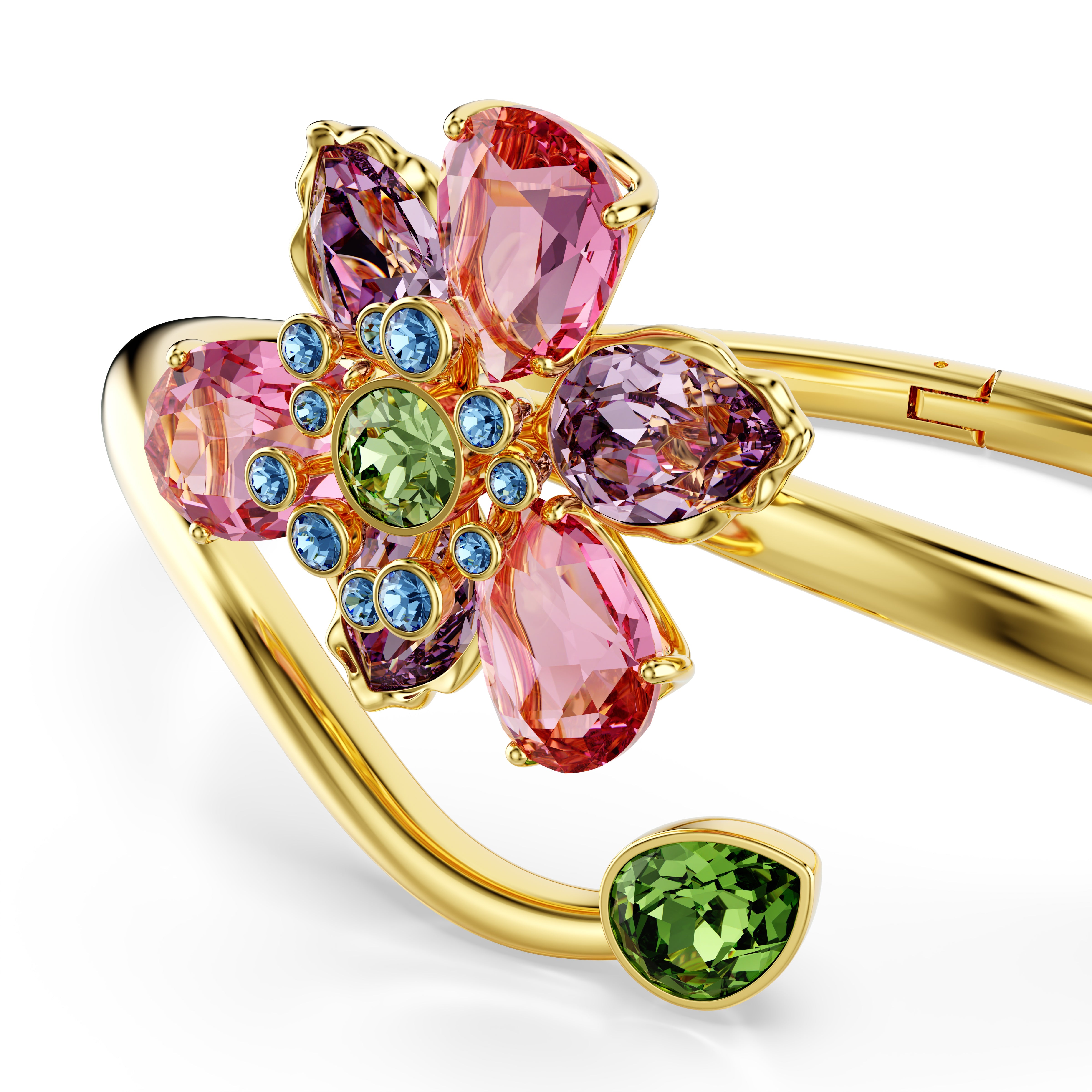 Idyllia Bangle Bileklik, Karışık Kesim, Çiçek, Çok Renkli, Altın Rengi Kaplama, S