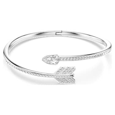 Idyllia Bangle Bileklik, Karışık Kesim, Ok, Beyaz, Rodyum Kaplama