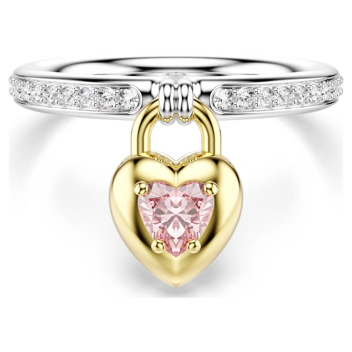 Idyllia Motif Yüzük, Karışık Kesim, Kalp, Pembe, Karışık Metal Yüzey