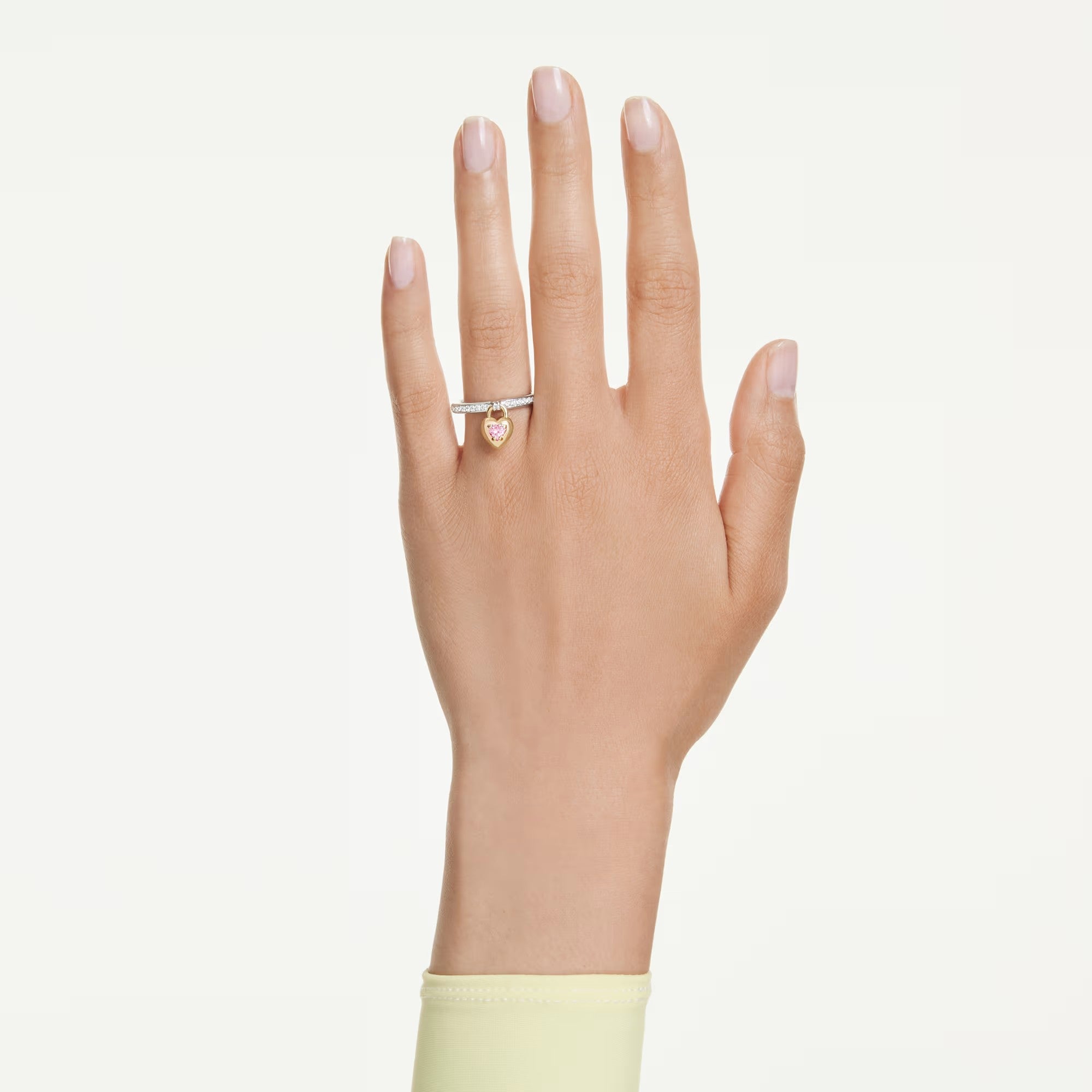 Idyllia Motif Yüzük, Karışık Kesim, Kalp, Pembe, Karışık Metal Yüzey