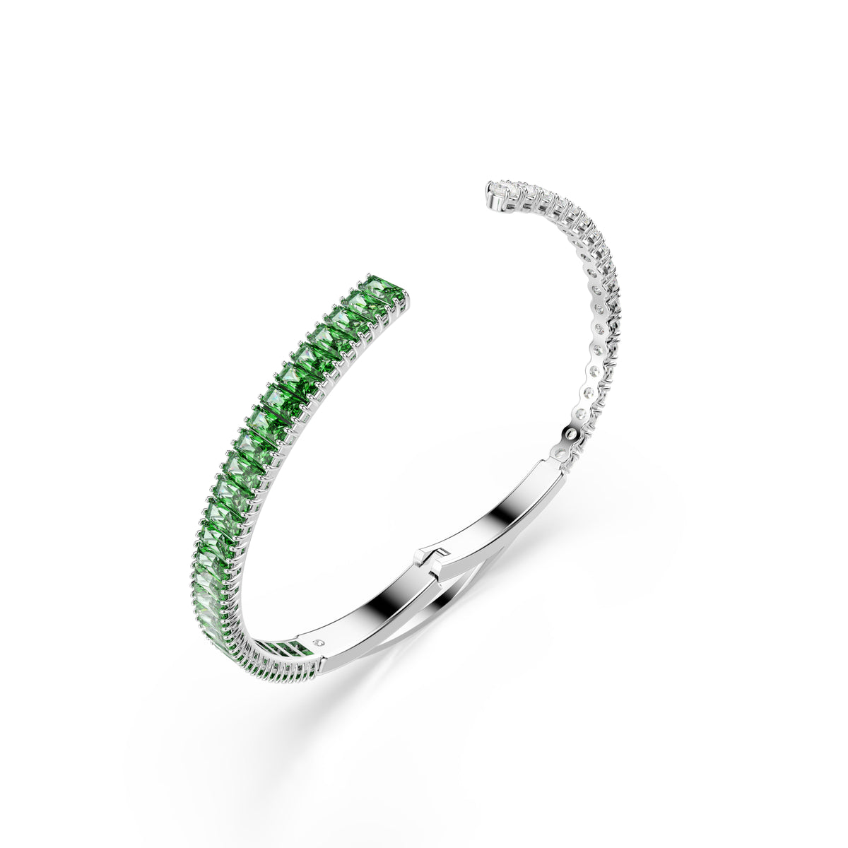 Matrix Bangle Bileklik, Karışık Kesim, Yeşil, Rodyum Kaplama