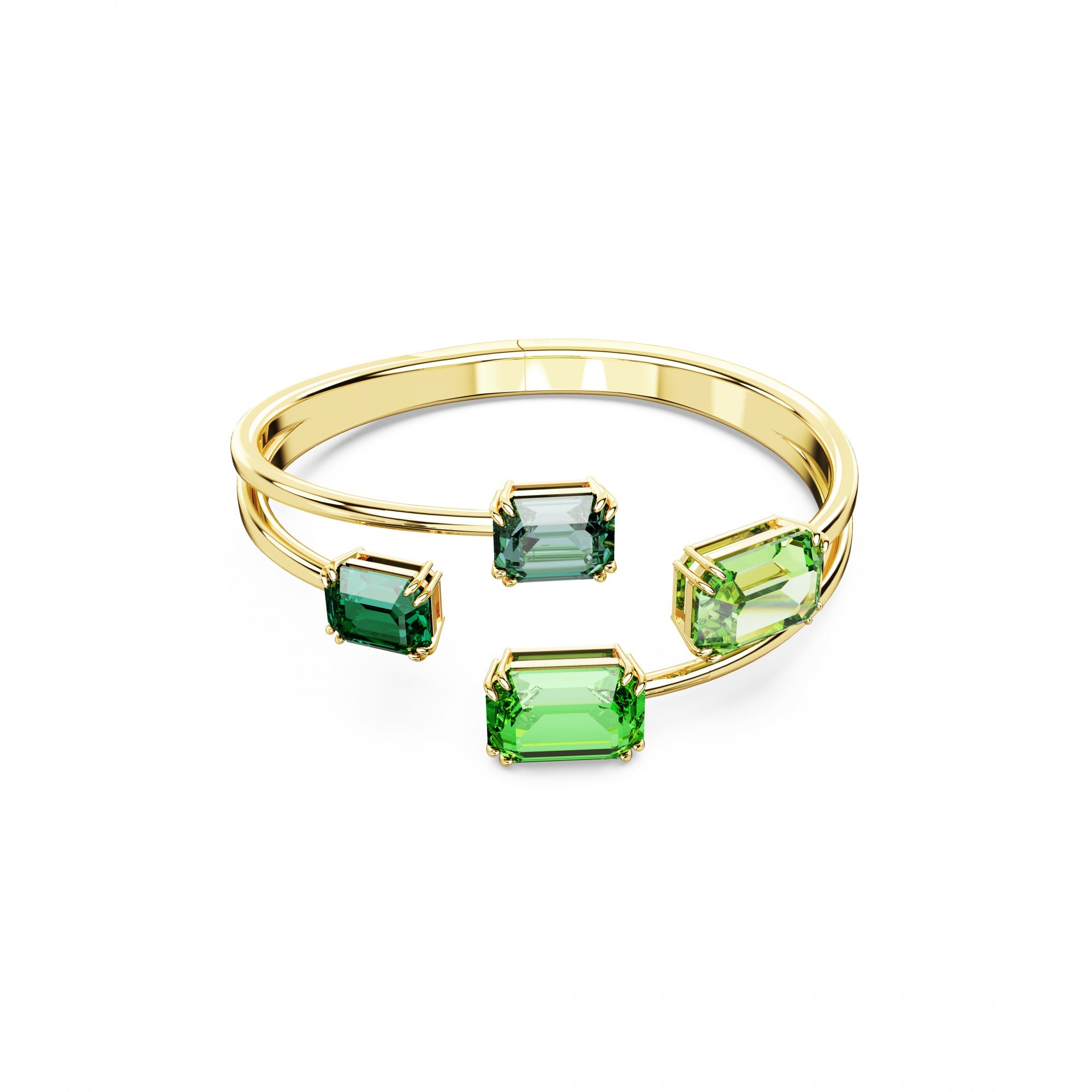 Millenia Bangle Bileklik, Octagon Cut, Yeşil, Sarı Altın Rengi Kaplama