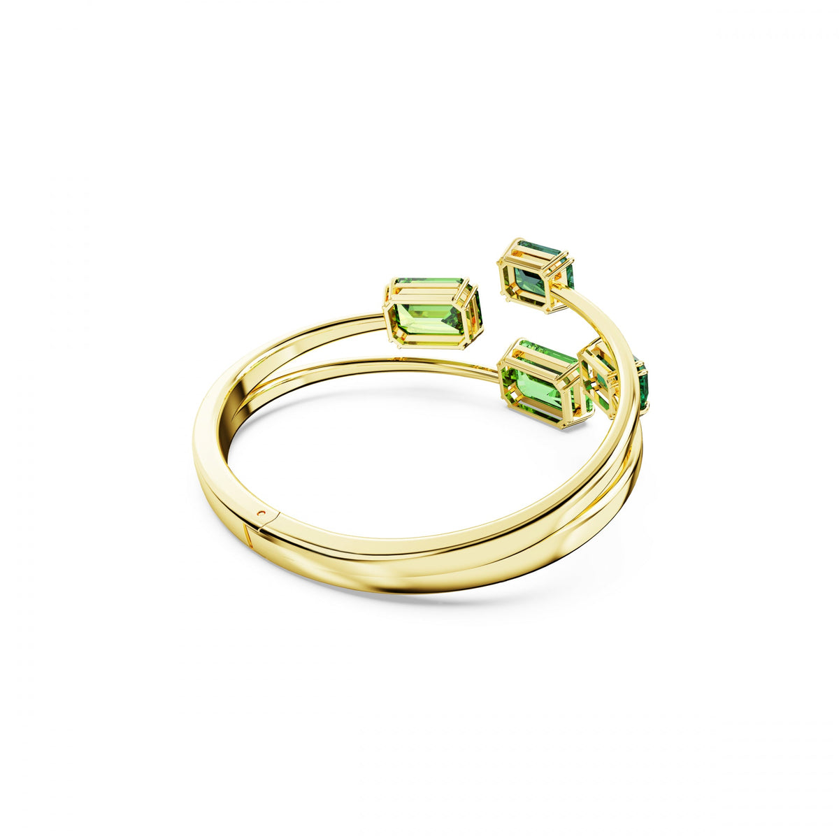 Millenia Bangle Bileklik, Octagon Cut, Yeşil, Sarı Altın Rengi Kaplama
