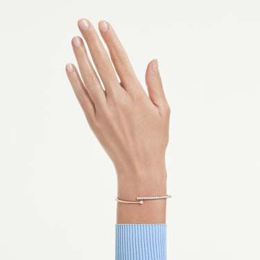 Matrix Bangle Bileklik, Yuvarlak Kesim, Beyaz, 18K Pembe Altın Rengi Yüzey