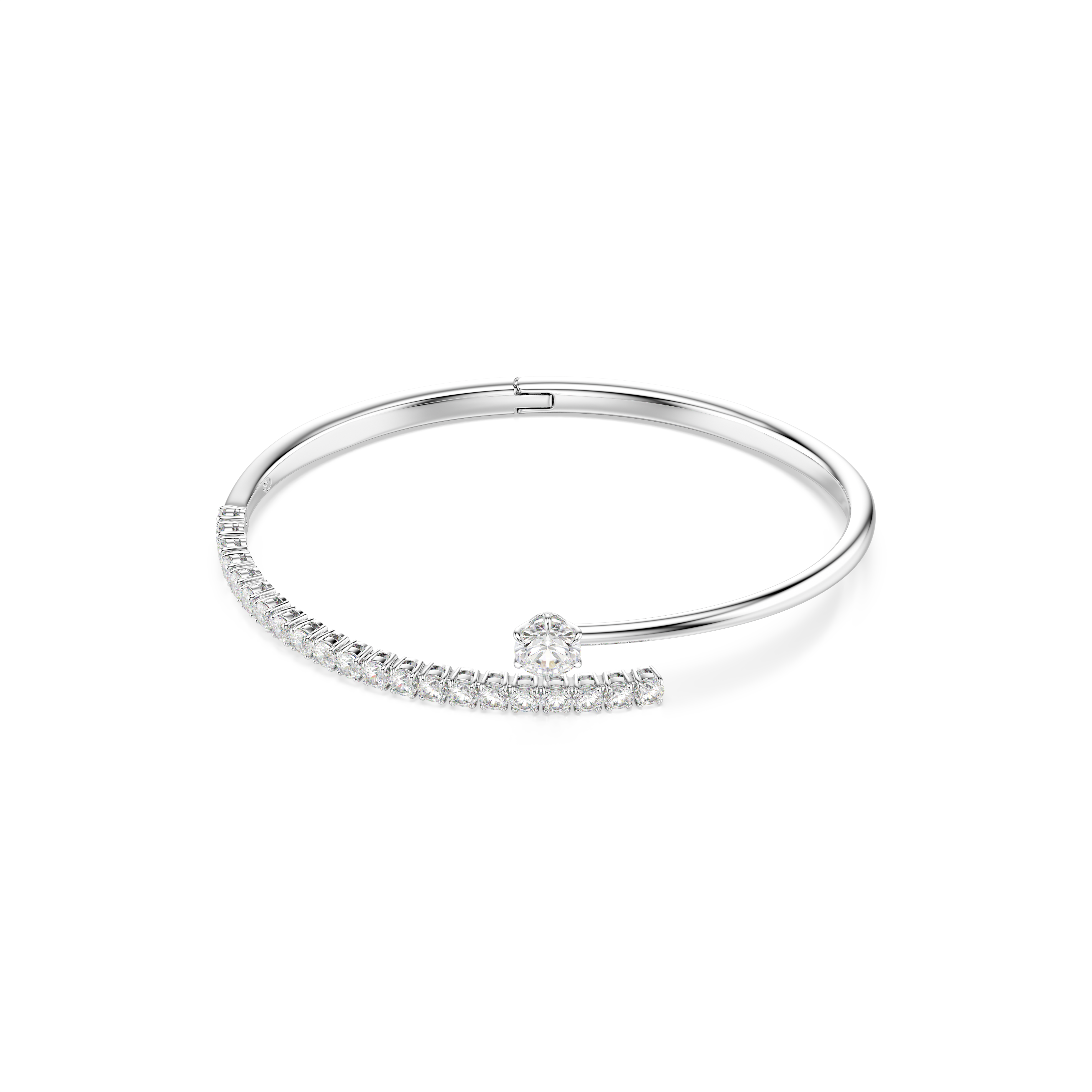 Matrix Bangle Bileklik, Yuvarlak Kesim, Beyaz, Rodyum Kaplama