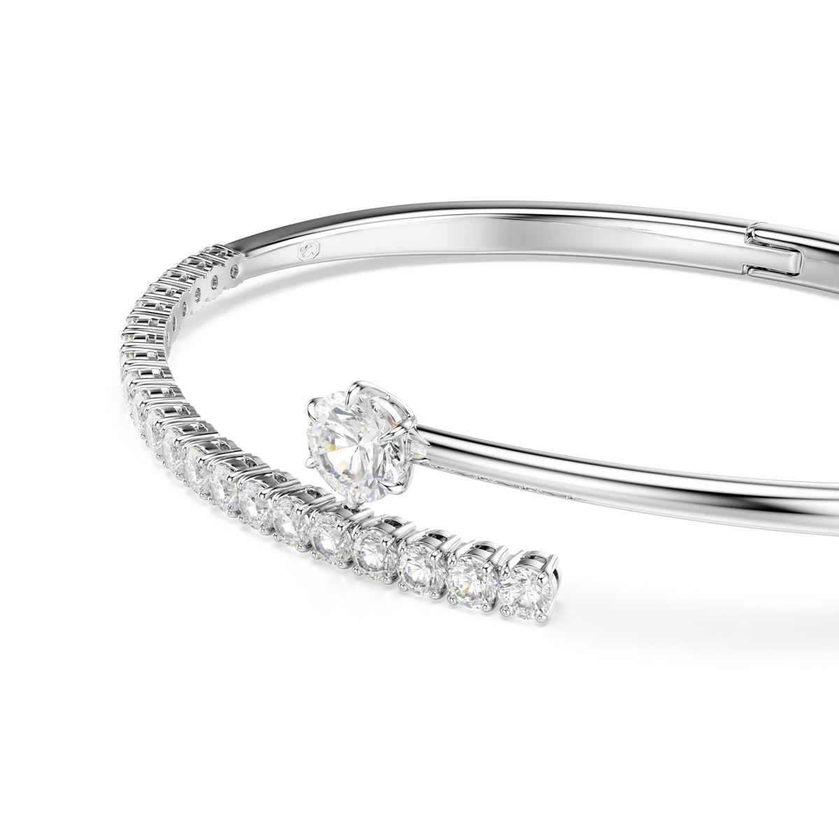 Matrix Bangle Bileklik, Yuvarlak Kesim, Beyaz, Rodyum Kaplama