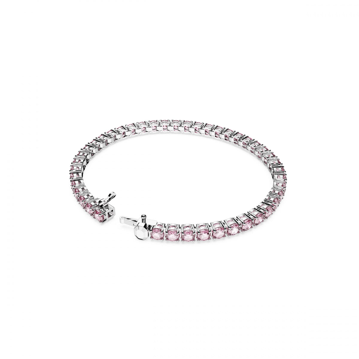 Matrix Tennis Bileklik, Round Cut, Pembe, Rodyum Kaplama