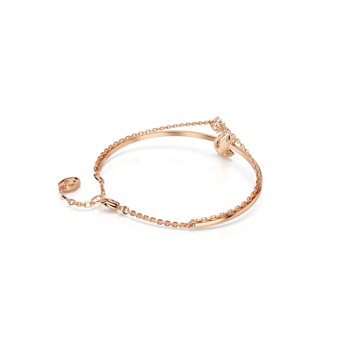 Swarovski Swan Bileklik, Kuğu, Siyah, Pembe Altın Rengi Kaplama