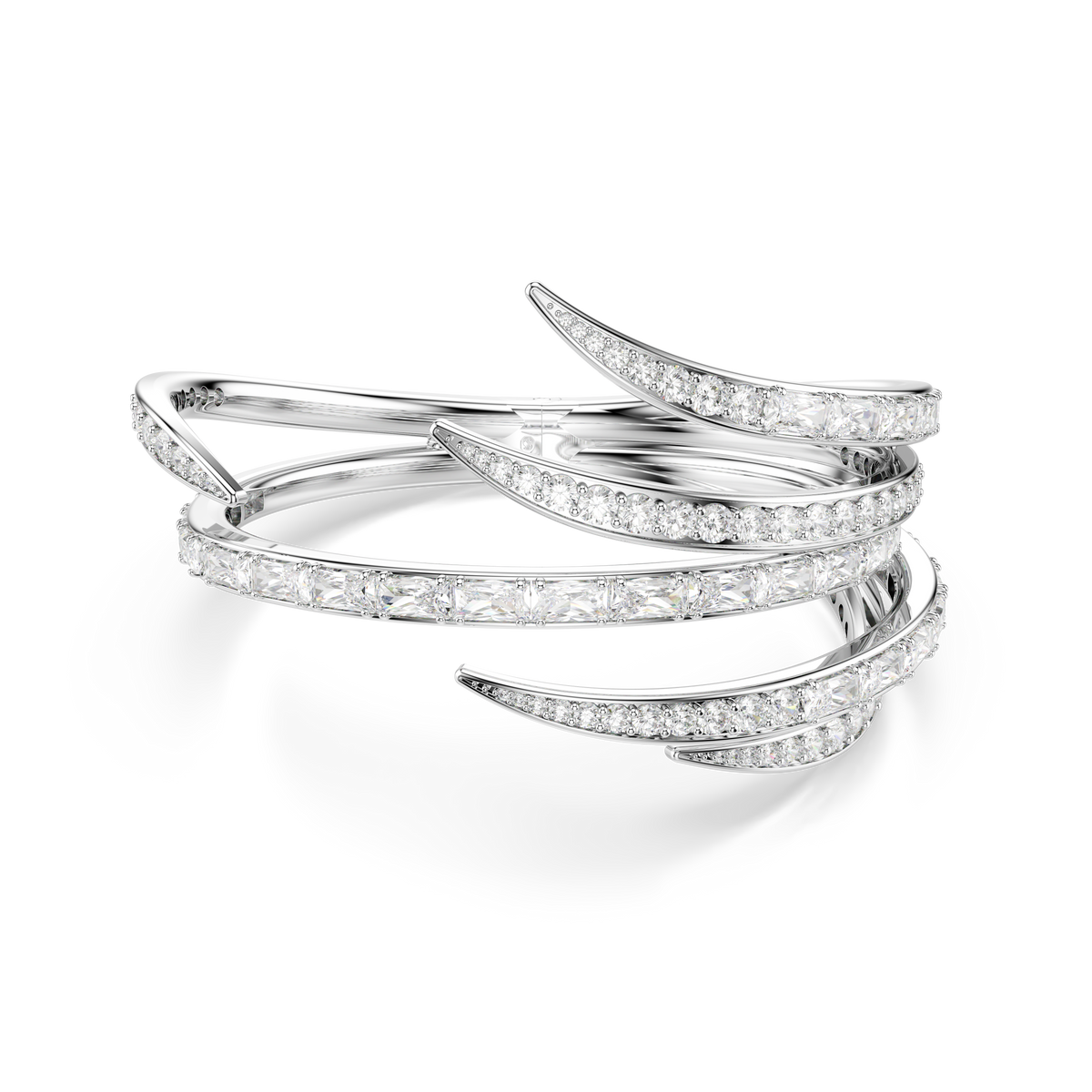 Vienna Bangle Bileklik, Karışık Kesim, Beyaz, Rodyum Kaplama