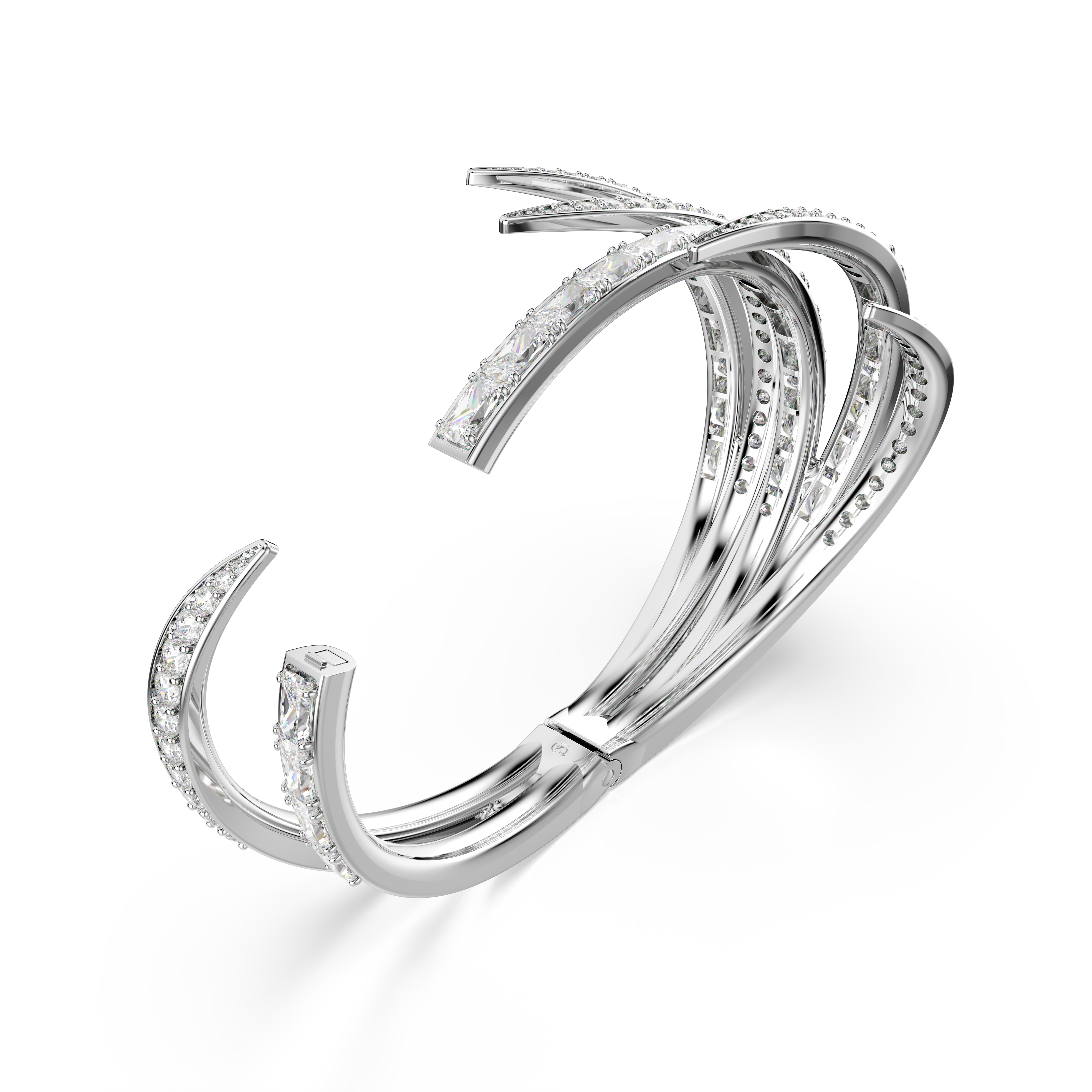 Vienna Bangle Bileklik, Karışık Kesim, Beyaz, Rodyum Kaplama