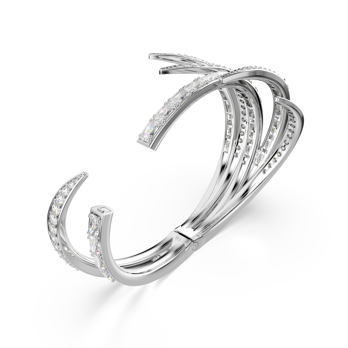 Vienna Bangle Bileklik, Karışık Kesim, Beyaz, Rodyum Kaplama