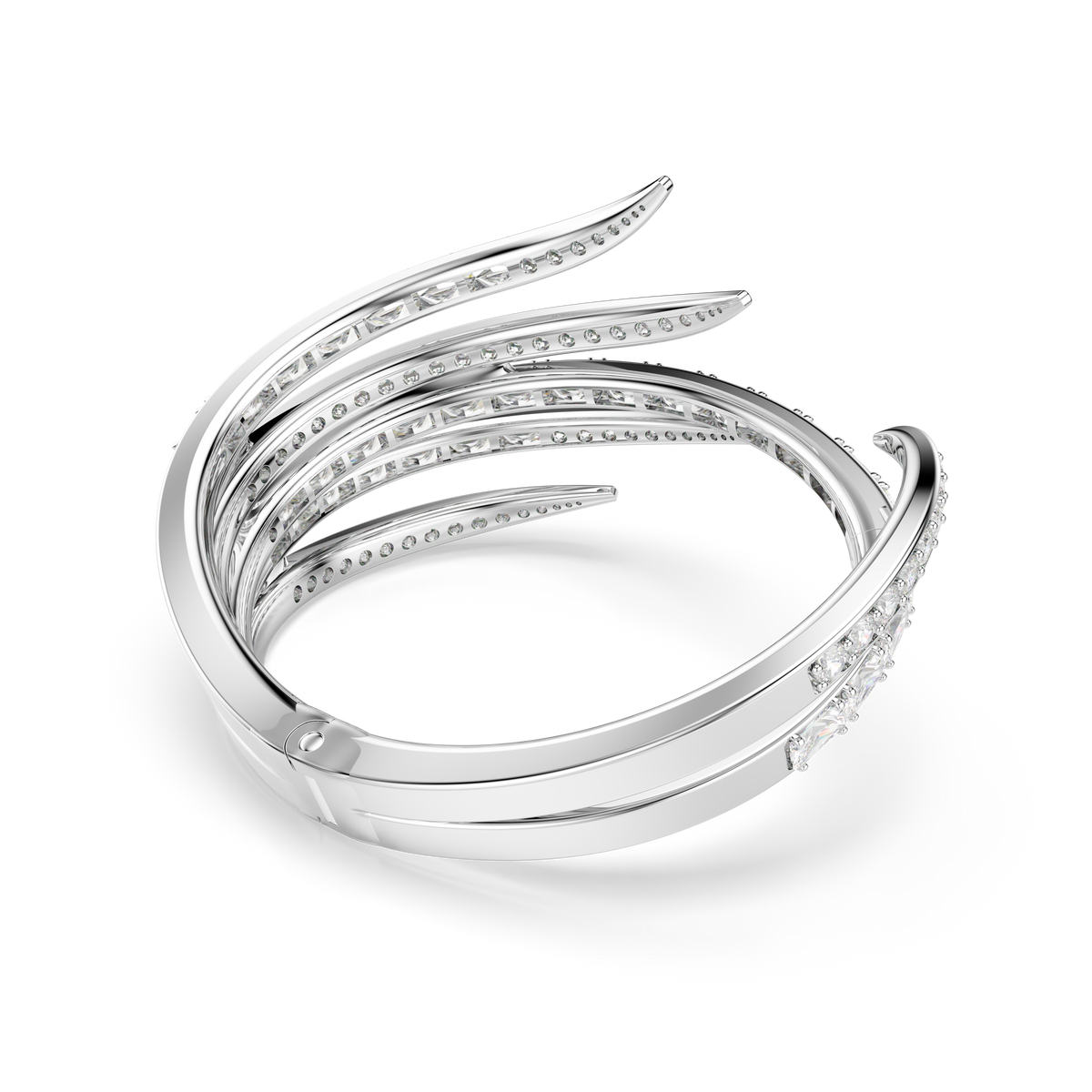 Vienna Bangle Bileklik, Karışık Kesim, Beyaz, Rodyum Kaplama