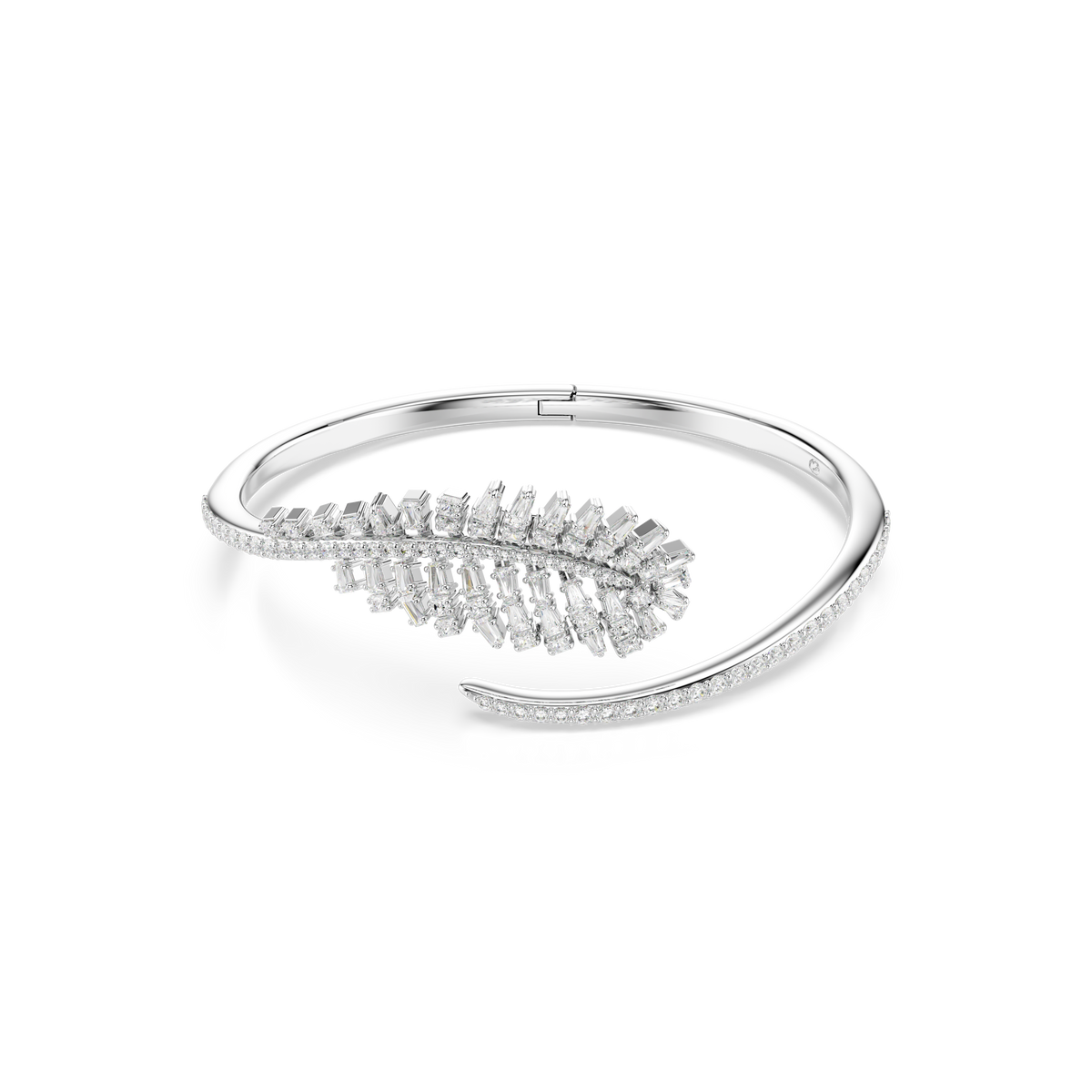 Vienna Bangle Bileklik, Karışık Kesim, Tüy, Beyaz, Rodyum Kaplama