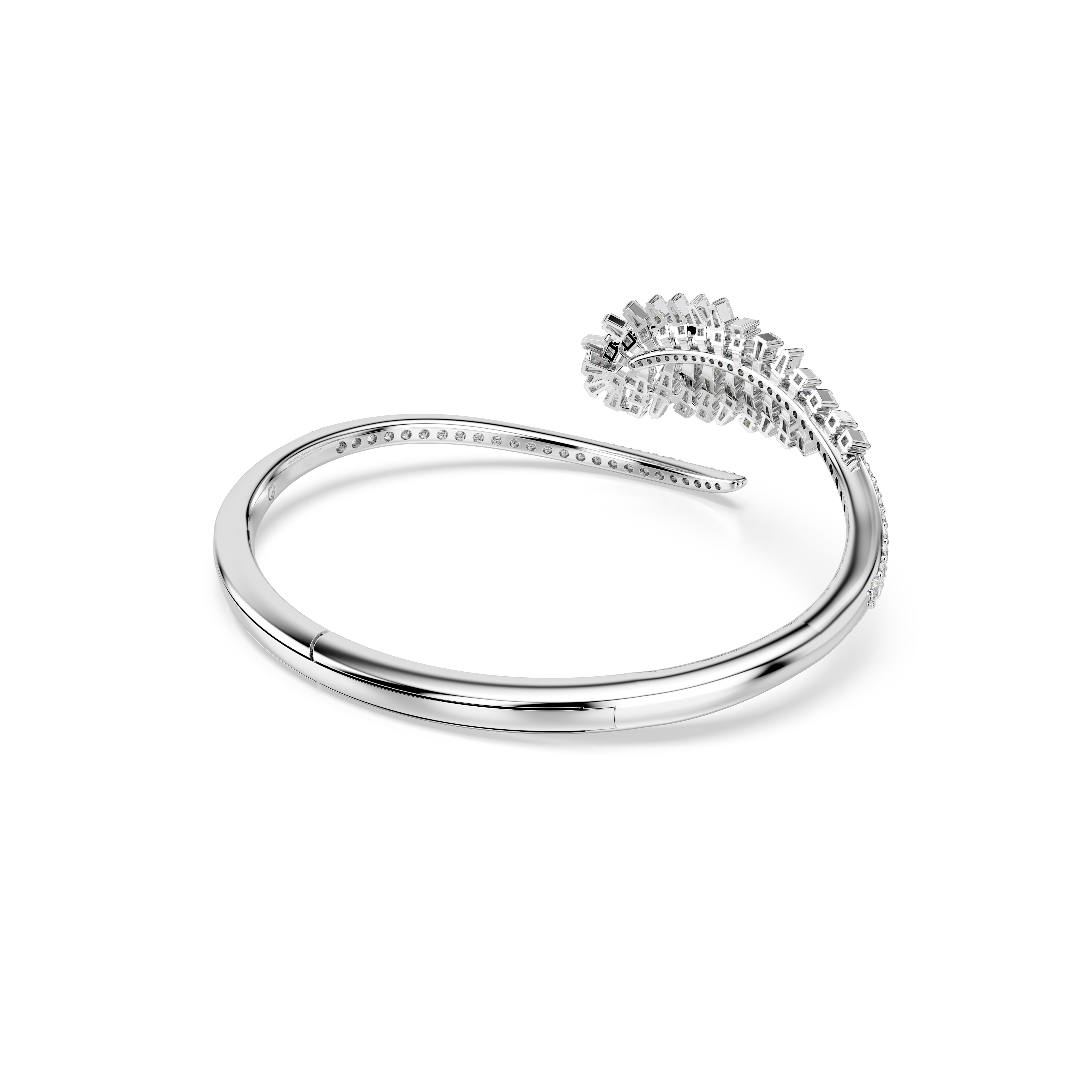 Vienna Bangle Bileklik, Karışık Kesim, Tüy, Beyaz, Rodyum Kaplama